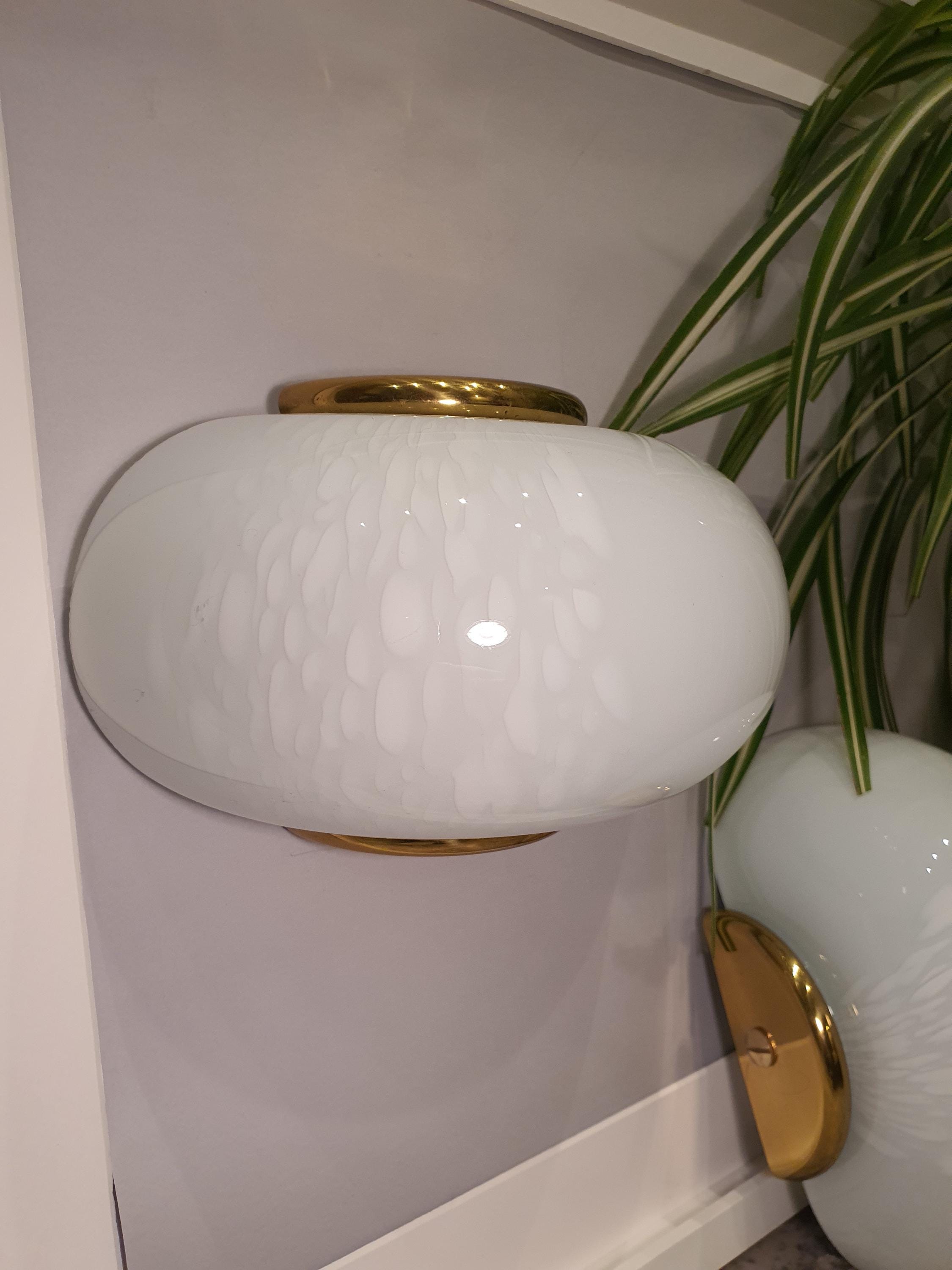 Vintage Murano Glass Sconces: Milky Way Globe Wall Lights, MCM Design