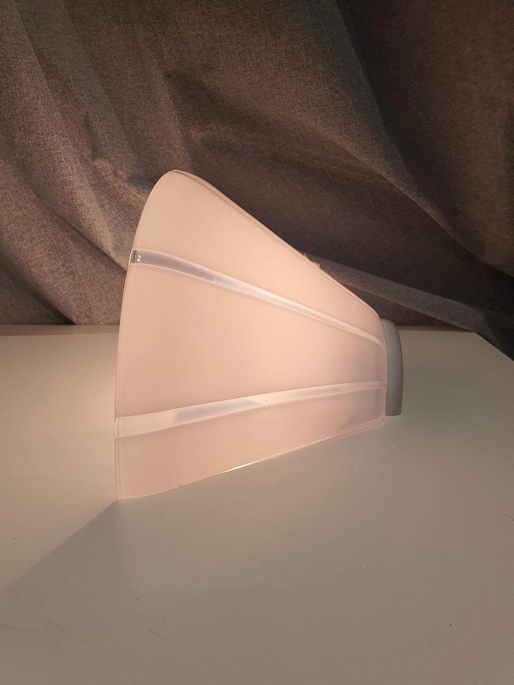Vintage Murano Glass Wall Sconces: White Striped Cone Light Fixture