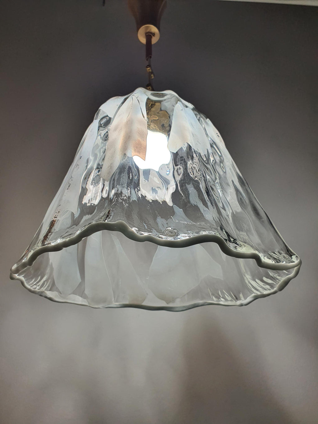 Vintage La Murrina Murano Glass Bell Pendant Light: Italian Floral Lighting