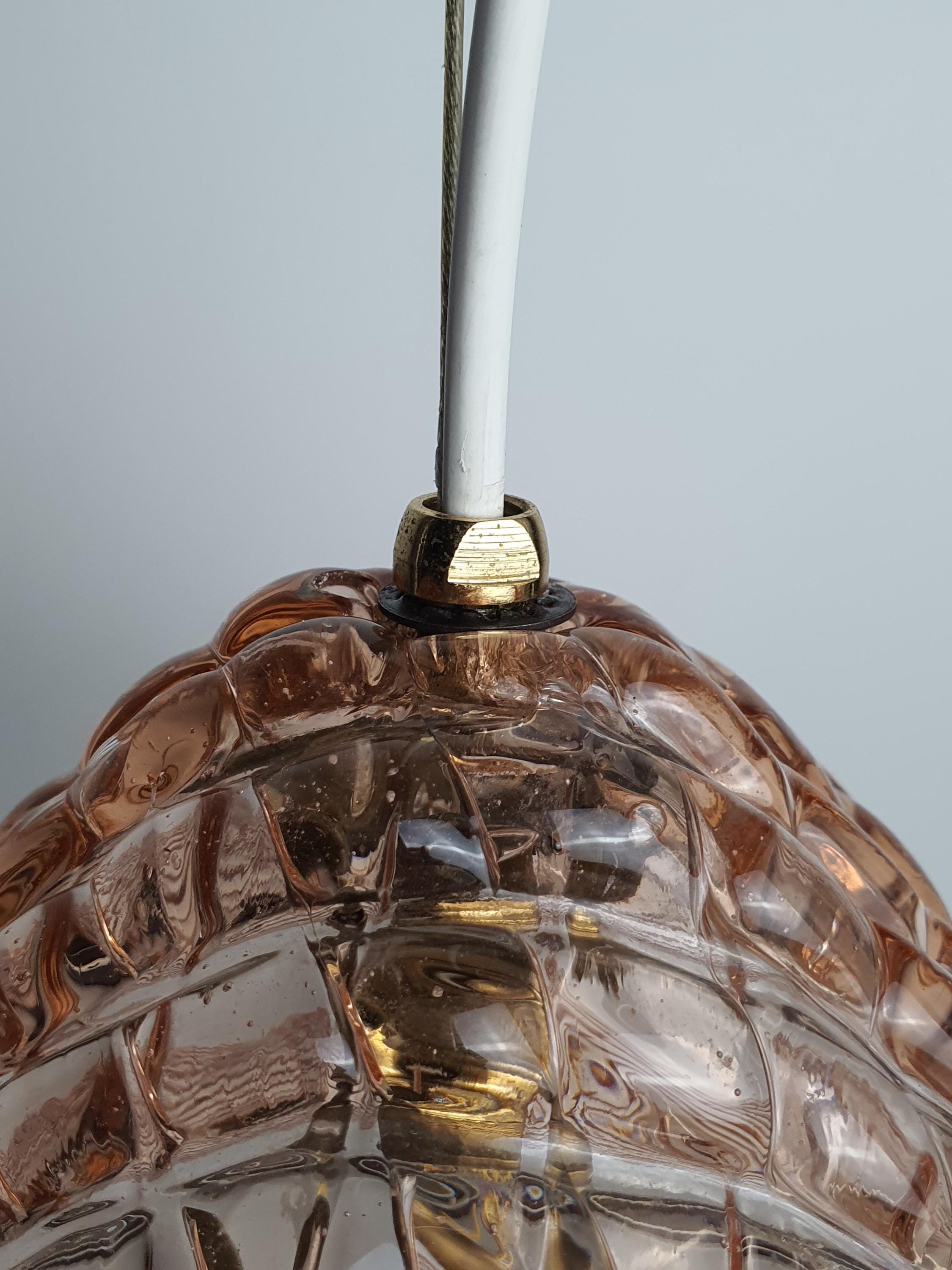 Barovier & Toso Attributed Murano Glass Pink Fazzoletto Pendant Light