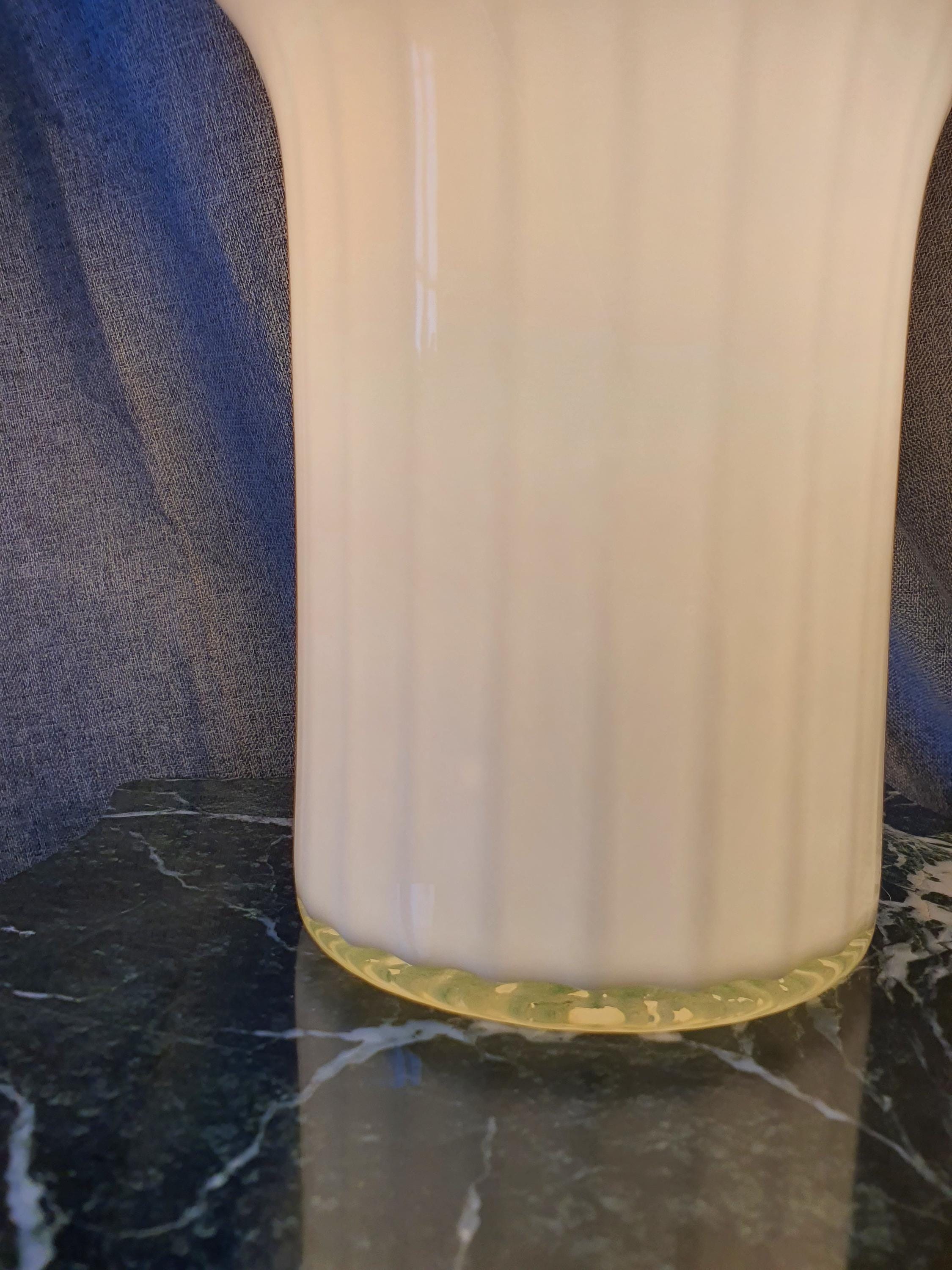 Vintage Murano Glass Lamp: White Calla Lily, Italian Art Deco Lighting