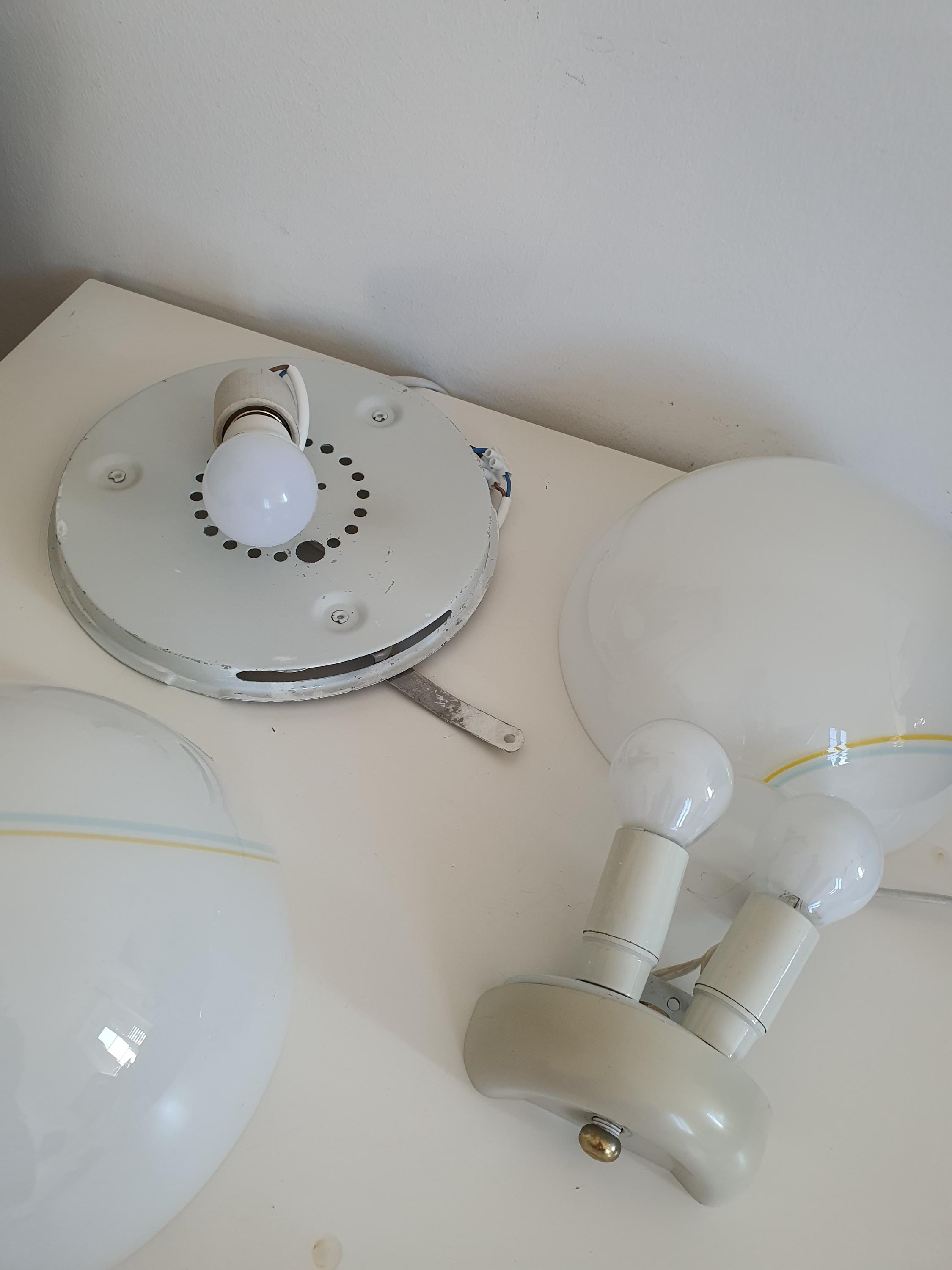 Murano Glass Lighting Set (3 Pieces) | Mid-Century Modern Sconces & Flush Mount | Italian Hand-Blown Vintage Light Trio