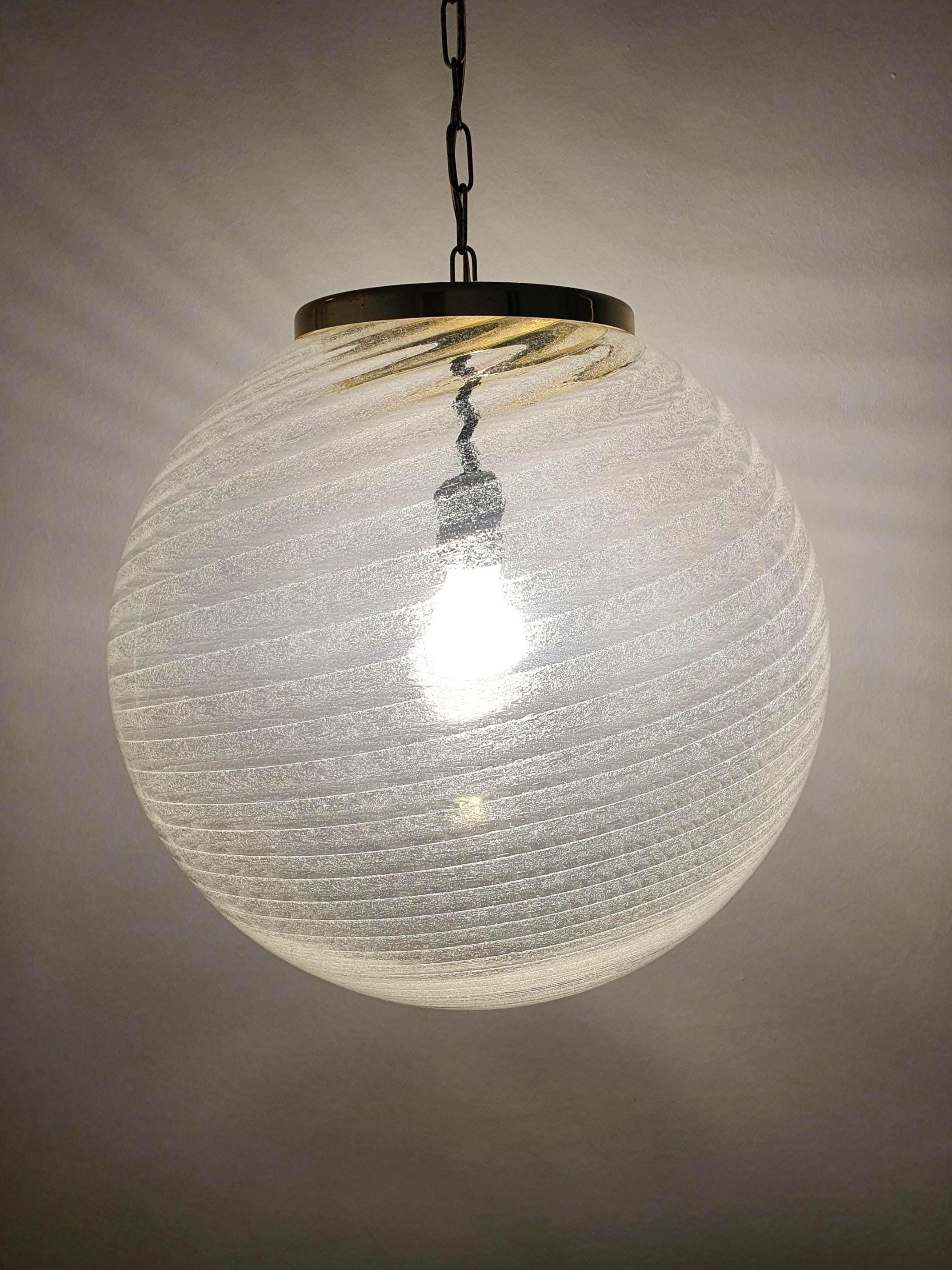 Handcrafted Murano Glass Bubble Globe Pendant Light - Retro Home Decor