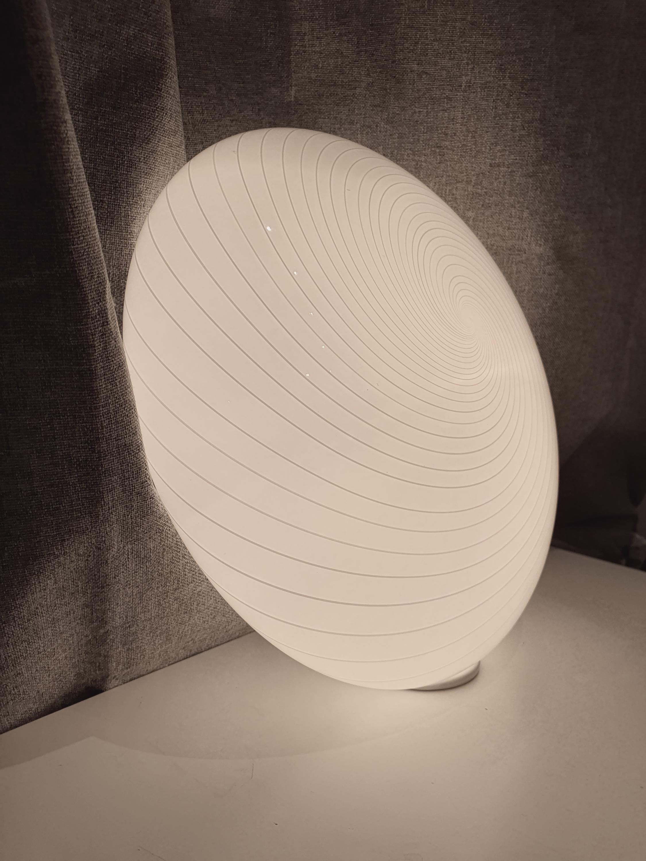 Vintage Murano Glass Flush Mount Light: White Swirl MCM Decor