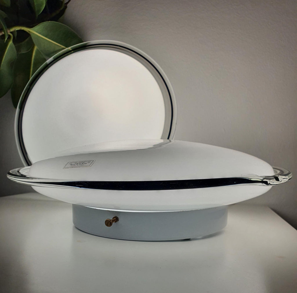 Pair of Vintage Murano Glass Flush Mount Lights | Italian Ceiling or Wall Lamps | Mid-Century Modern Lighting