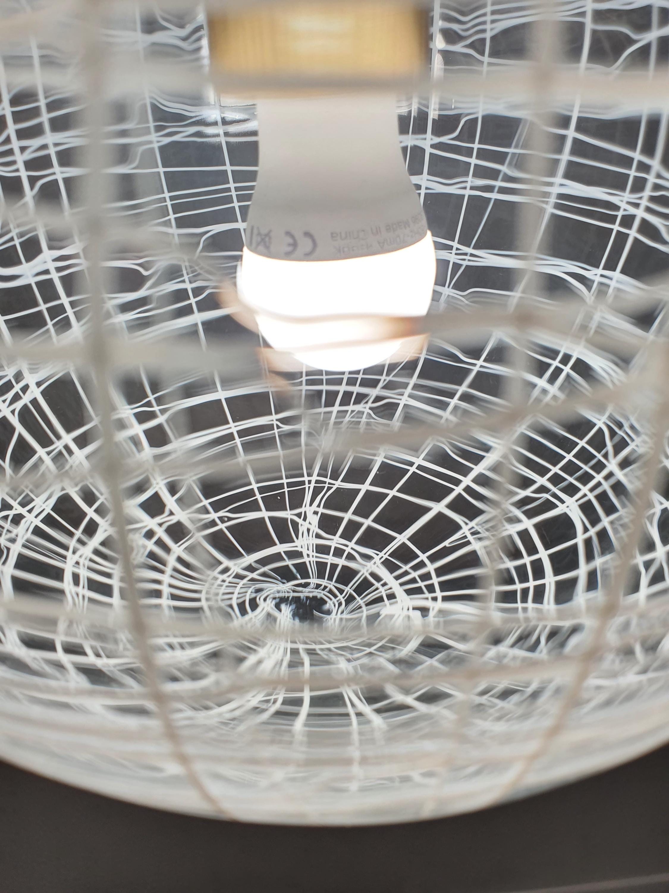 La Murrina white lines petite globe pendant light in vintage Murano glass