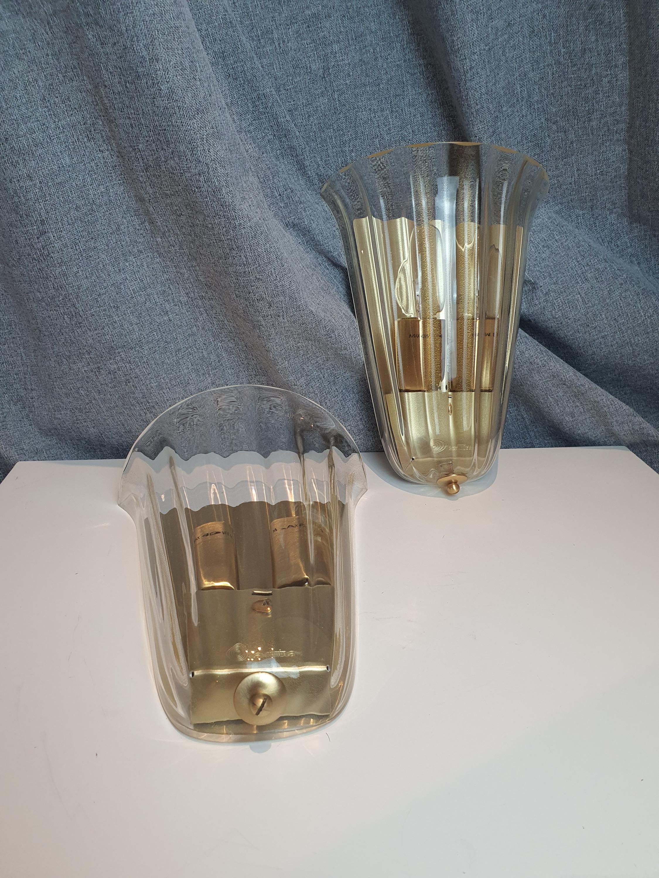 La Murrina Floral Wall Sconces: Murano Glass with Golden Base (Pair)