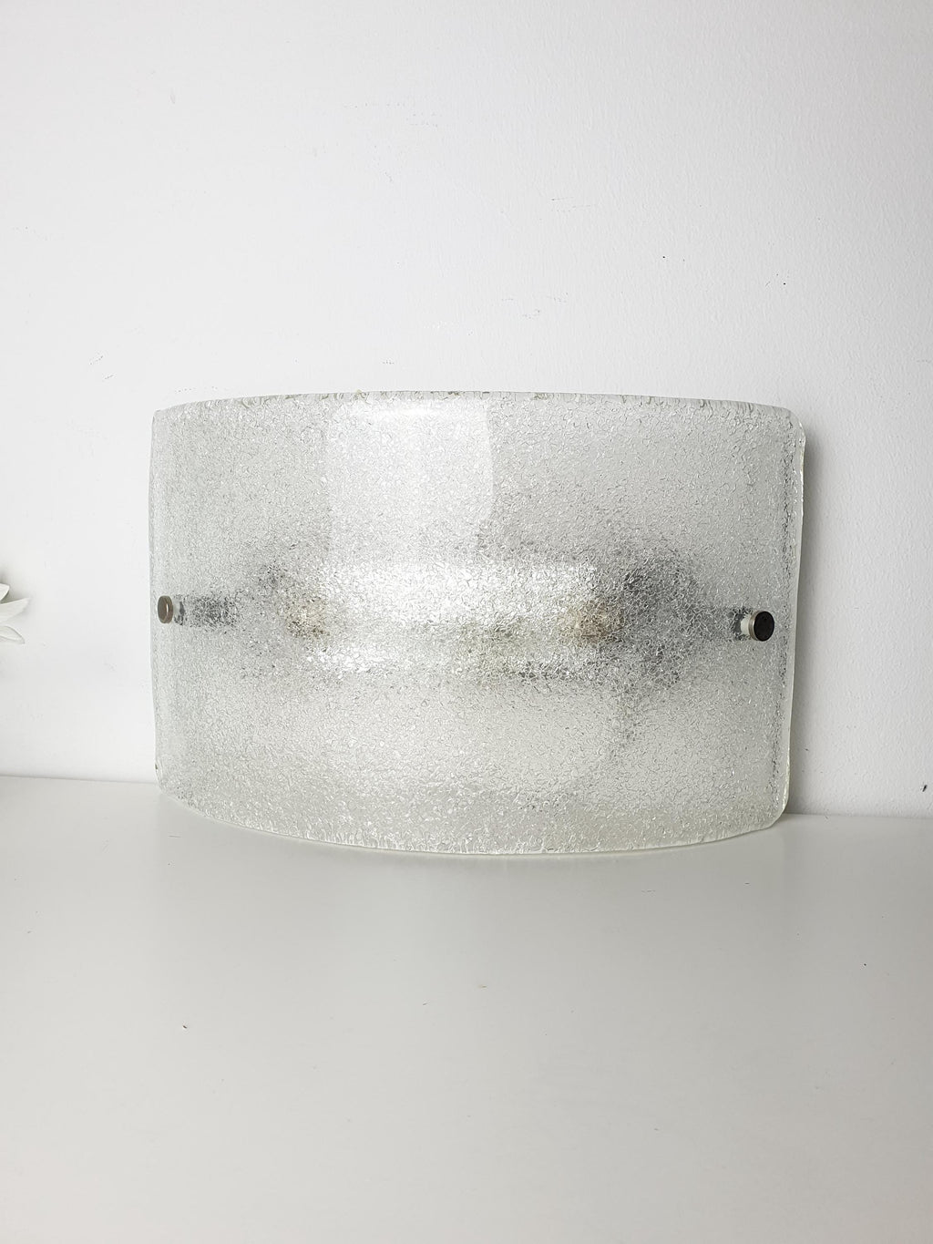 Ruggiu G3121.03 half moon curved single clear frosted Venice glass wall sconce