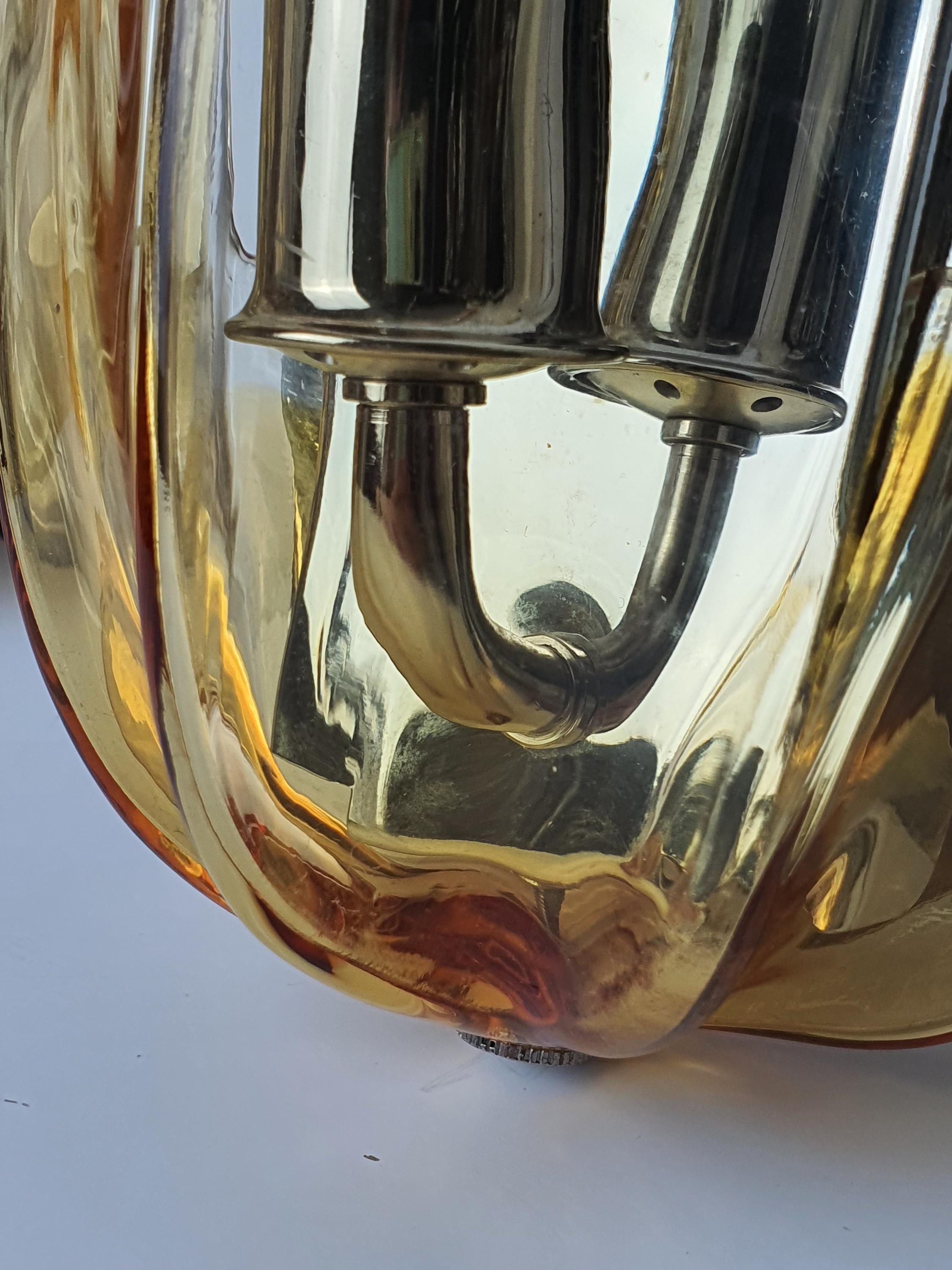 Pair of La Murrina Murano Glass Caramel Wall Sconces Clear Tulip Chrome