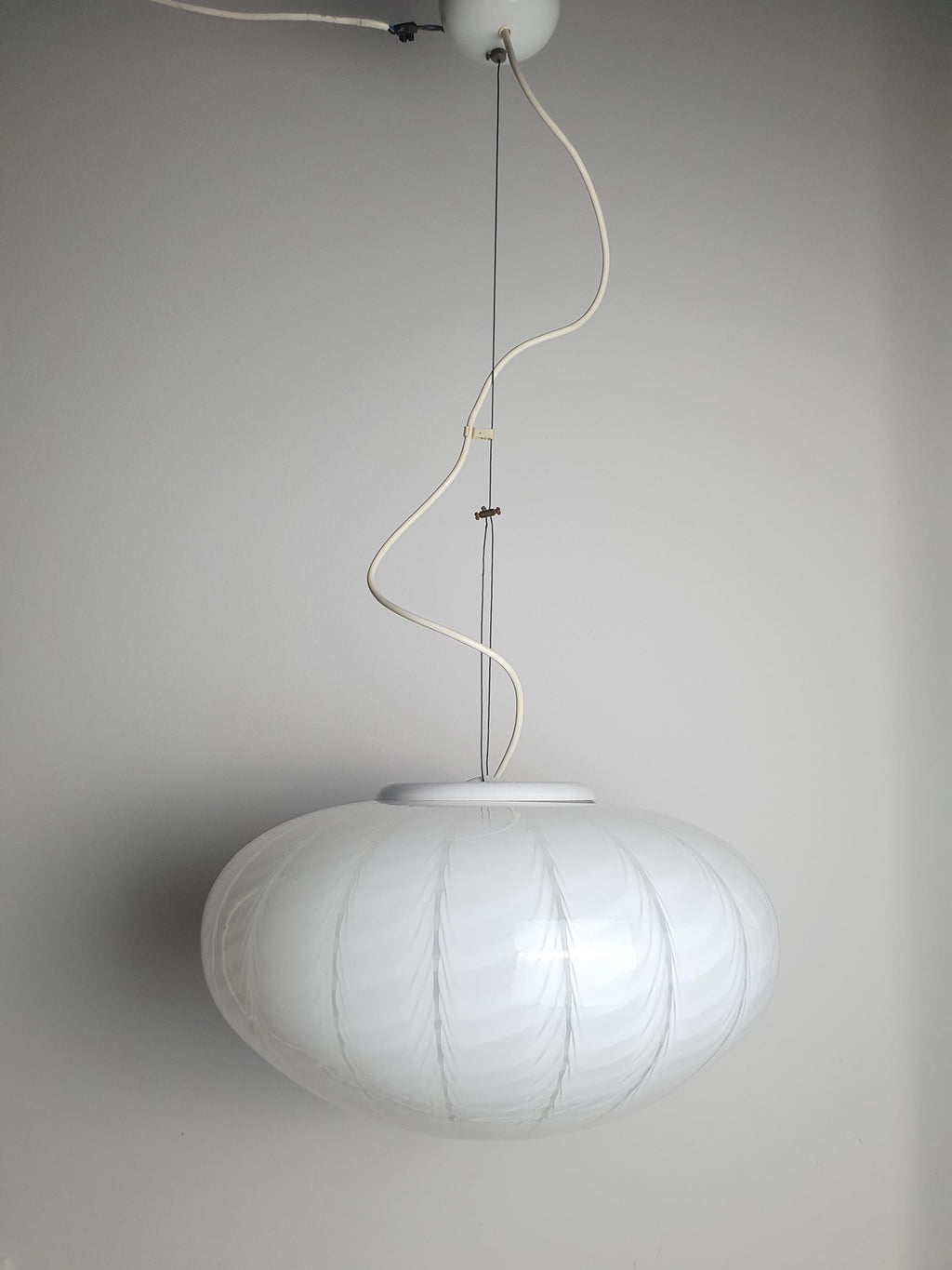 Murano Glass Wave Globe Pendant Light: Handcrafted MCM Scandinavian Decor