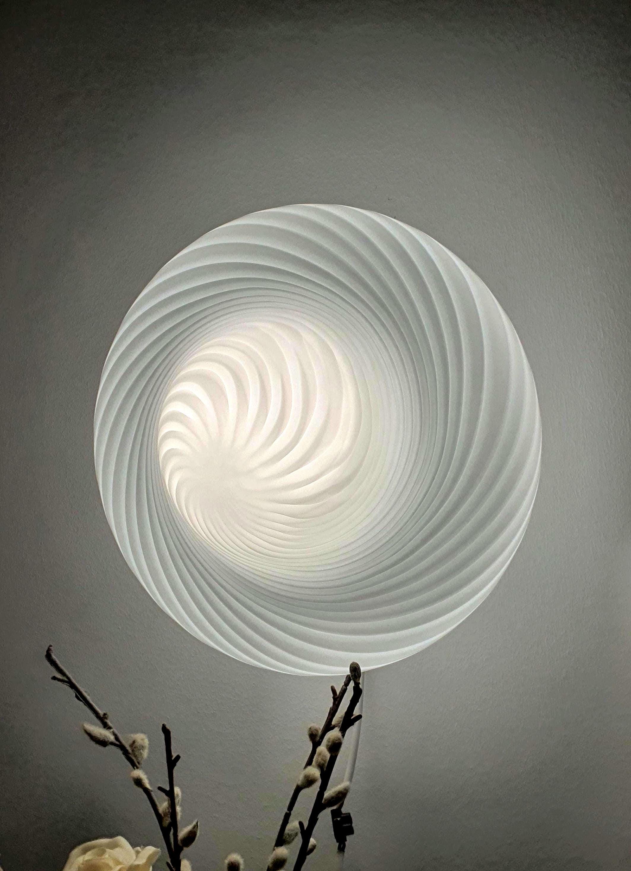 Vintage Murano Glass Flush Mount Light: Handcrafted White Swirl, MCM Scandinavian Decor