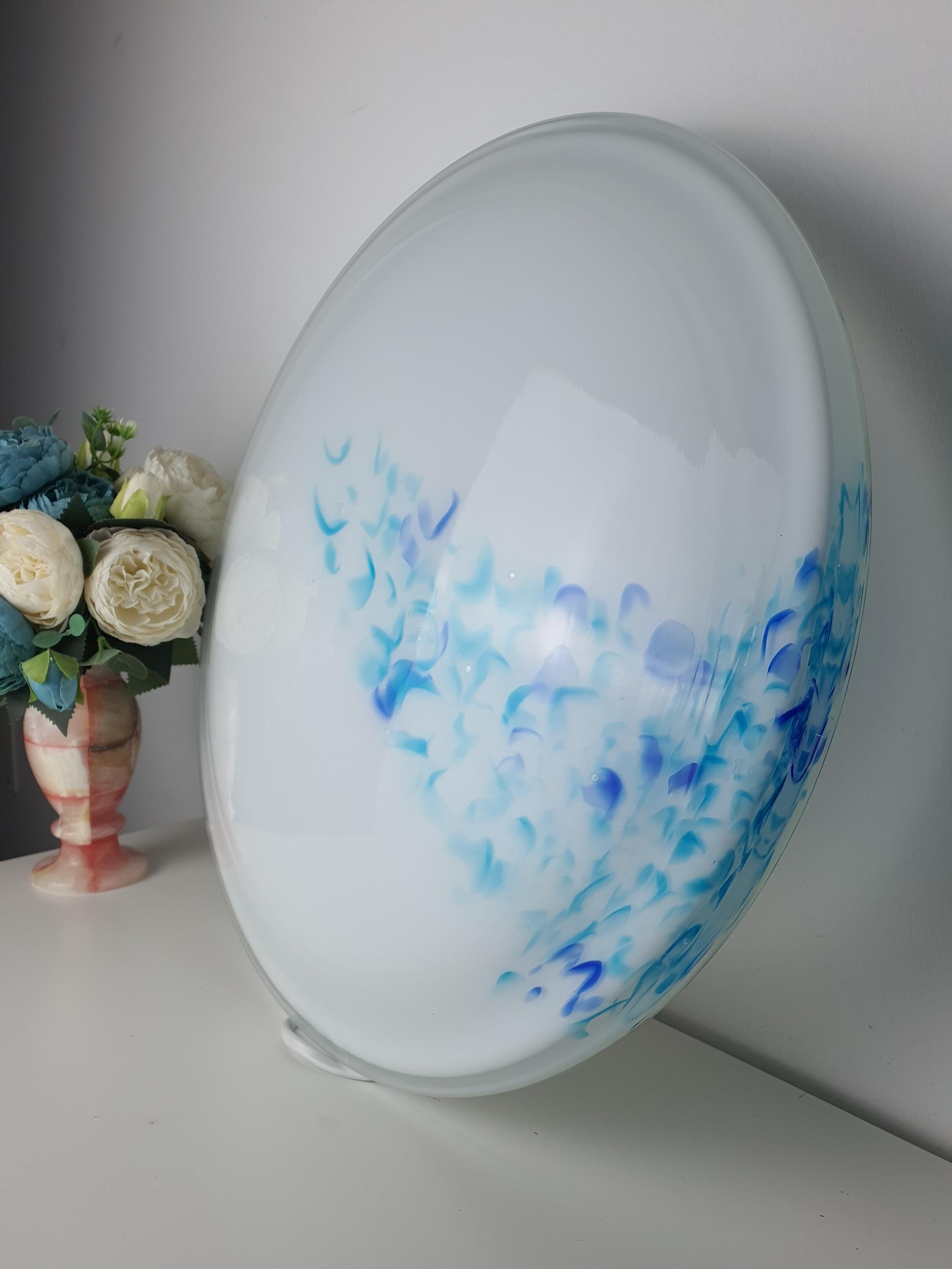 Vintage Murano Glass Flush Mount with Blue Murrine Spots