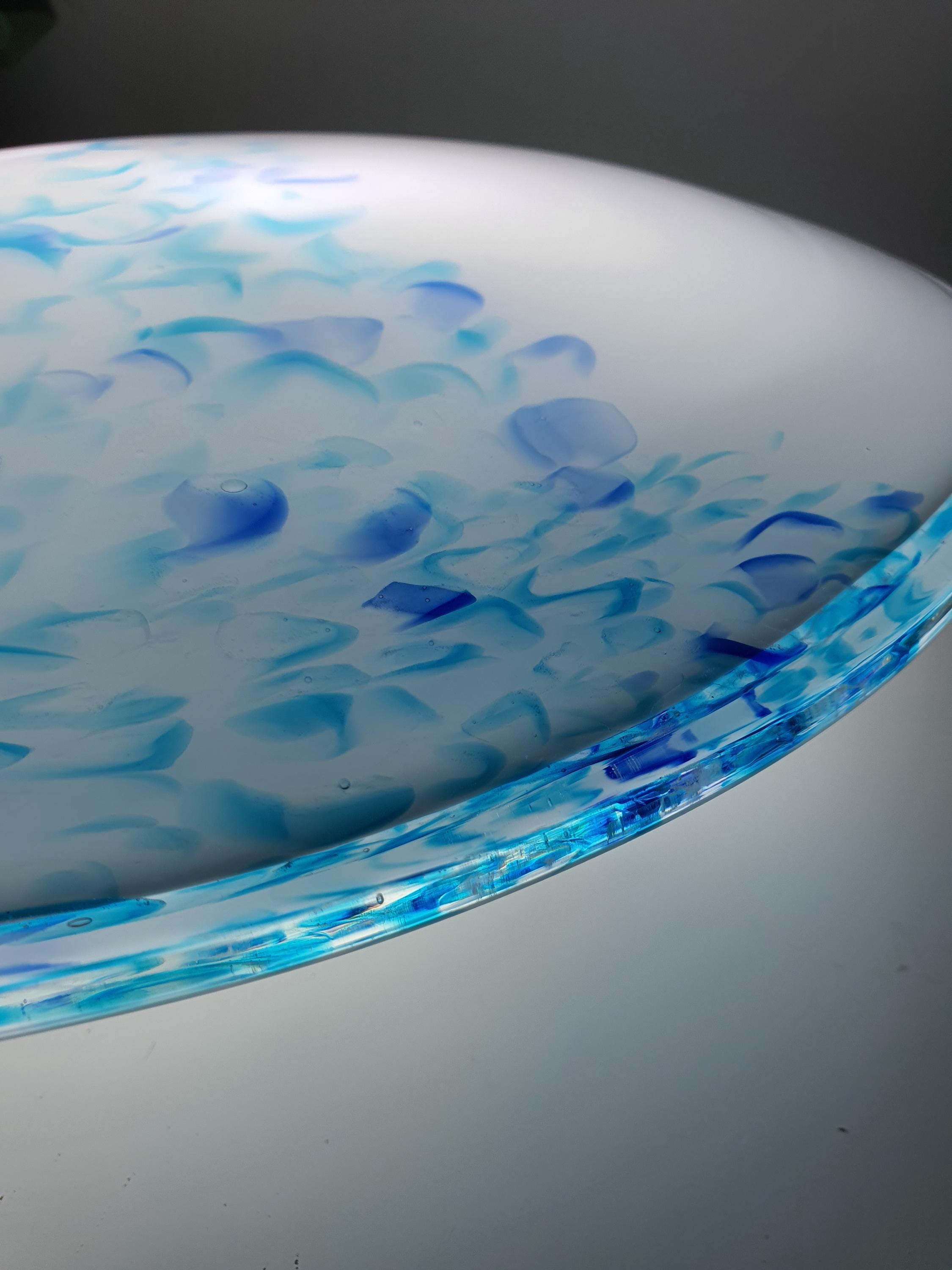 Vintage Murano Glass Flush Mount with Blue Murrine Spots
