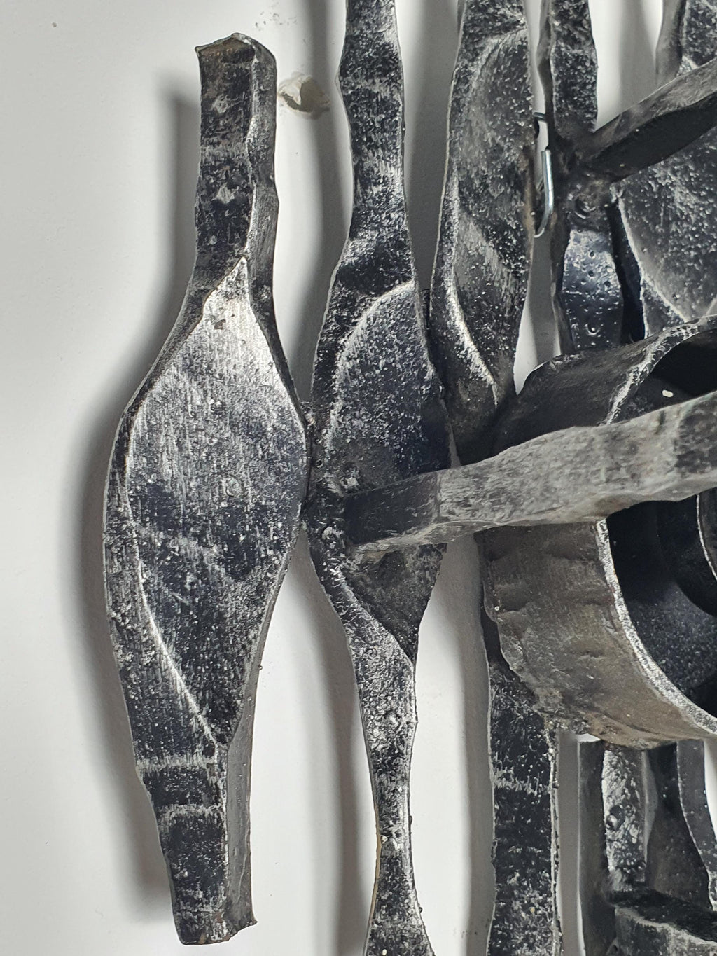 1970s Brutalist wrought iron wall lamp, Industrial Wabi-Sabi style, Belgium