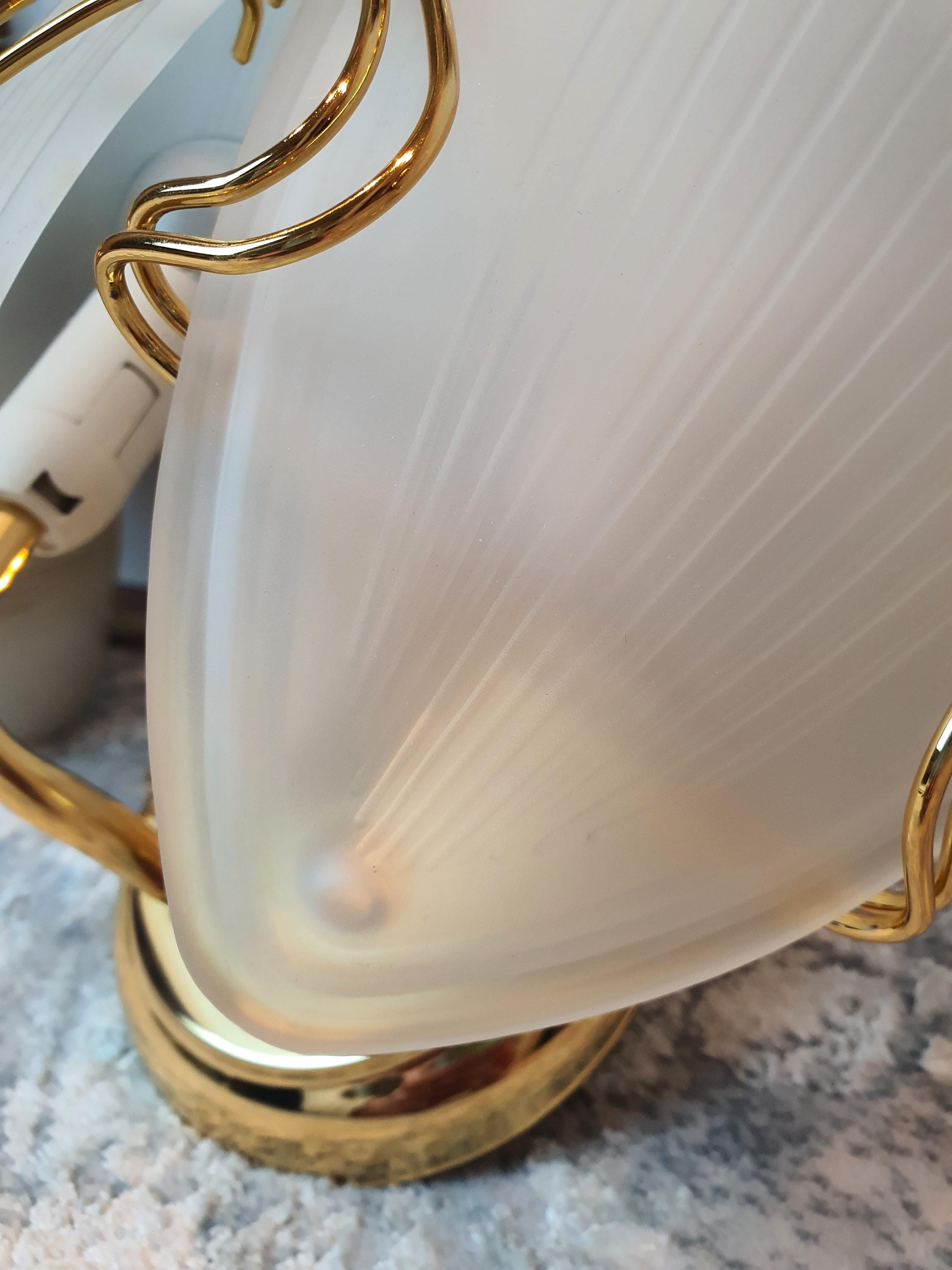 Art Deco Petal Wall Sconces: Matte Glass, Golden Base, Hollywood Regency Lights