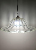 Vintage-Muranoglas lotus Pendelleuchte heavy dick transparentes Glas