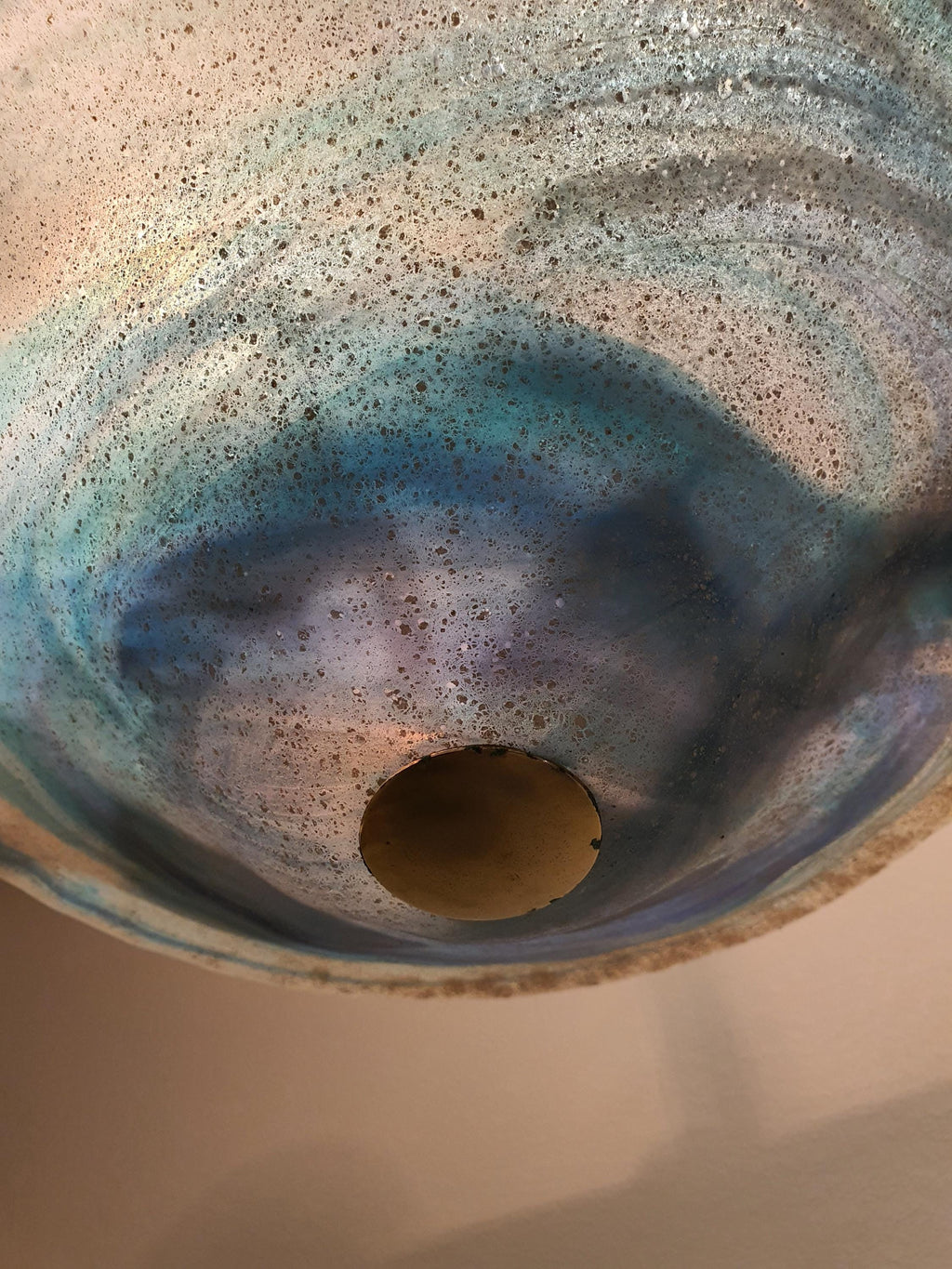 La Murrina Murano Glass Flush Mount Light: Space Blue Bowl with Golden Base