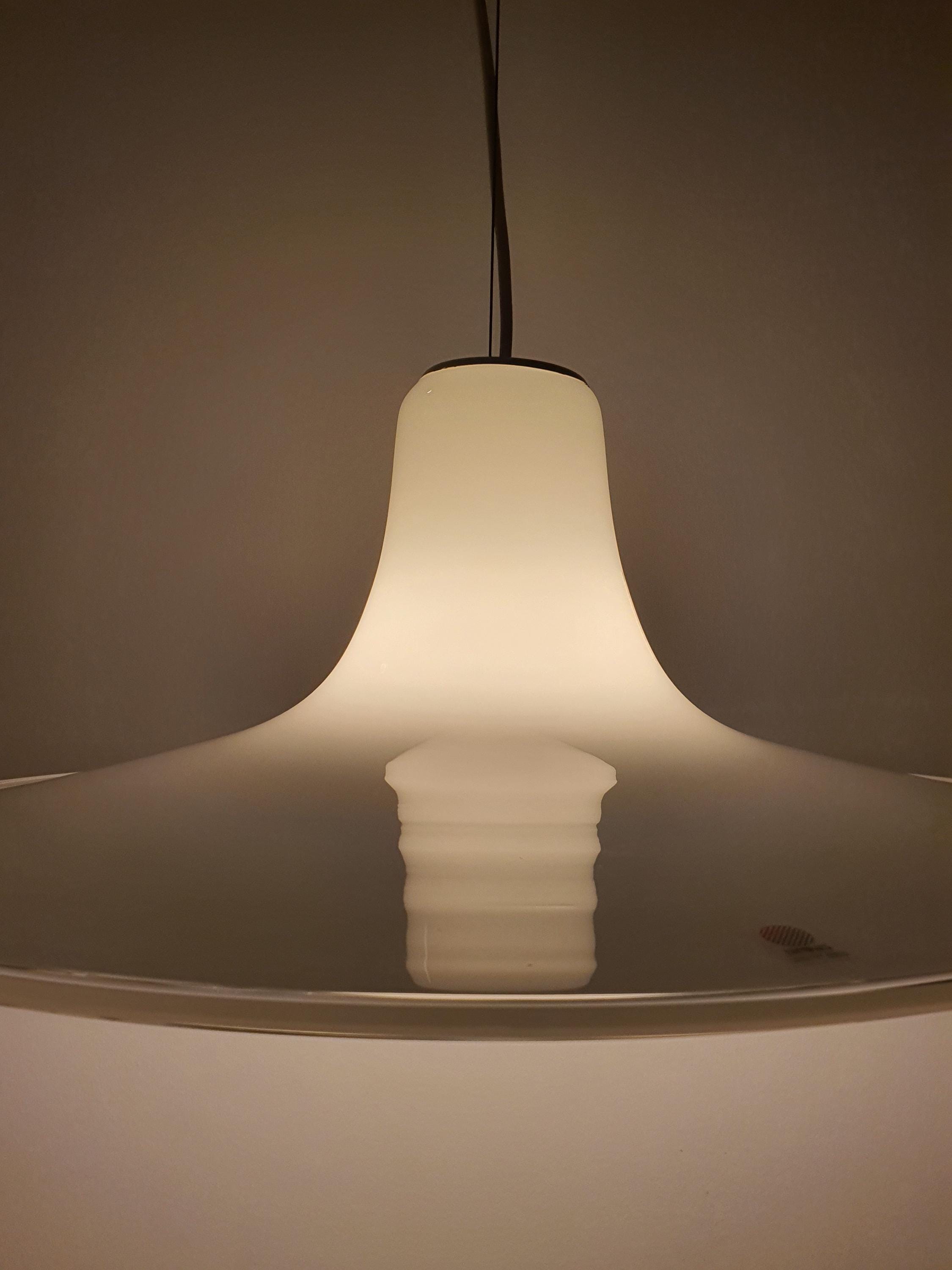 Vintage Murano Glass Pendant Light: Mid-Century Modern UFO Lamp