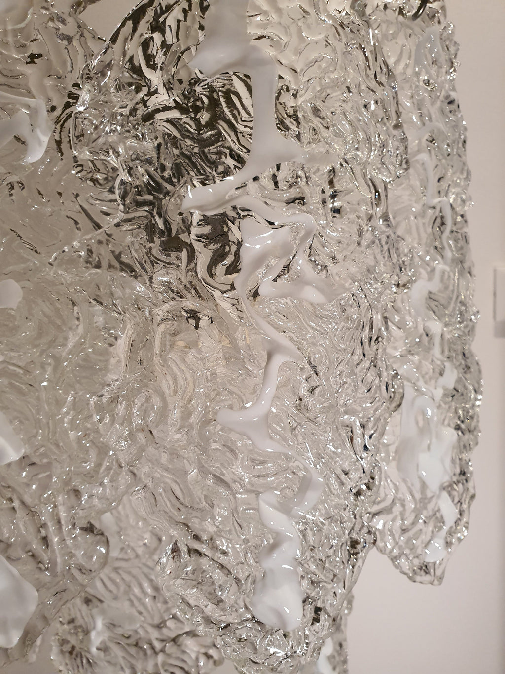 XL Murano Glass Petal Chandelier: Carlo Nason Style, Mid-Century Modern