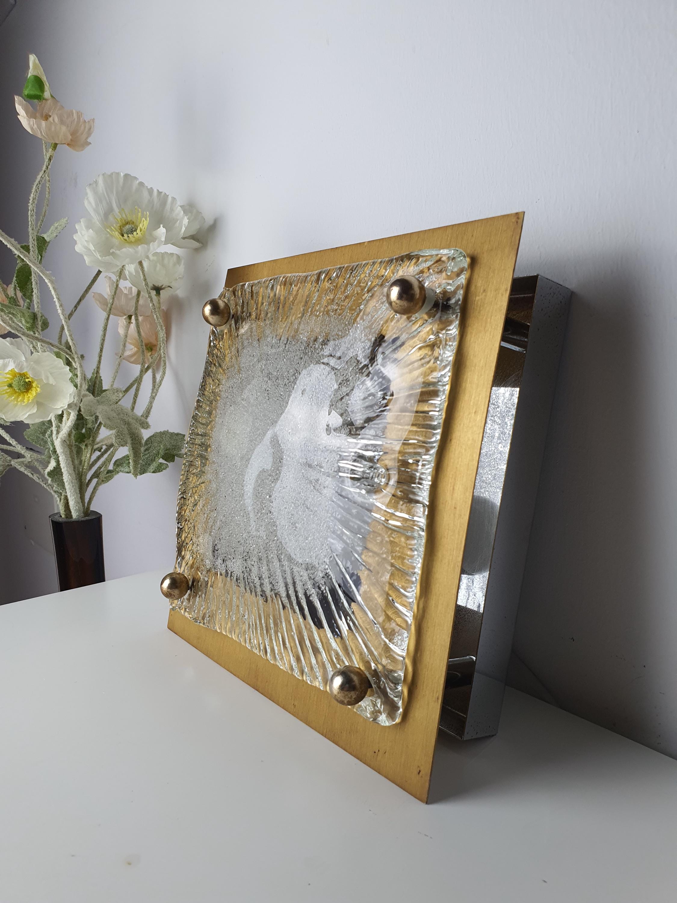 La Murrina Vintage Murano Glass Flush Mount – Handblown Organic Square Ceiling Light