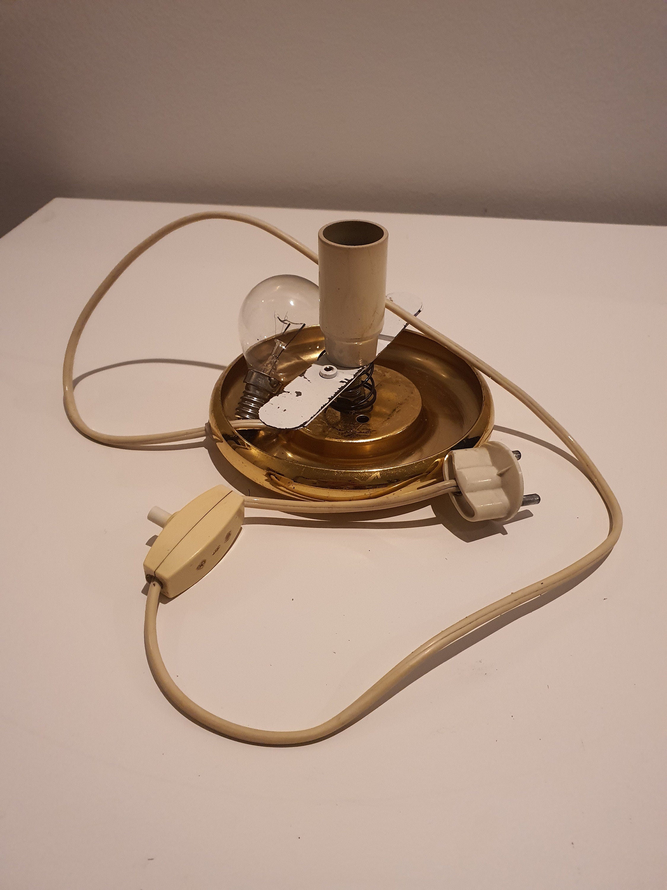 Swirl Murano Glass Globe Table Lamp: MCM Italian Vintage Bedside Light