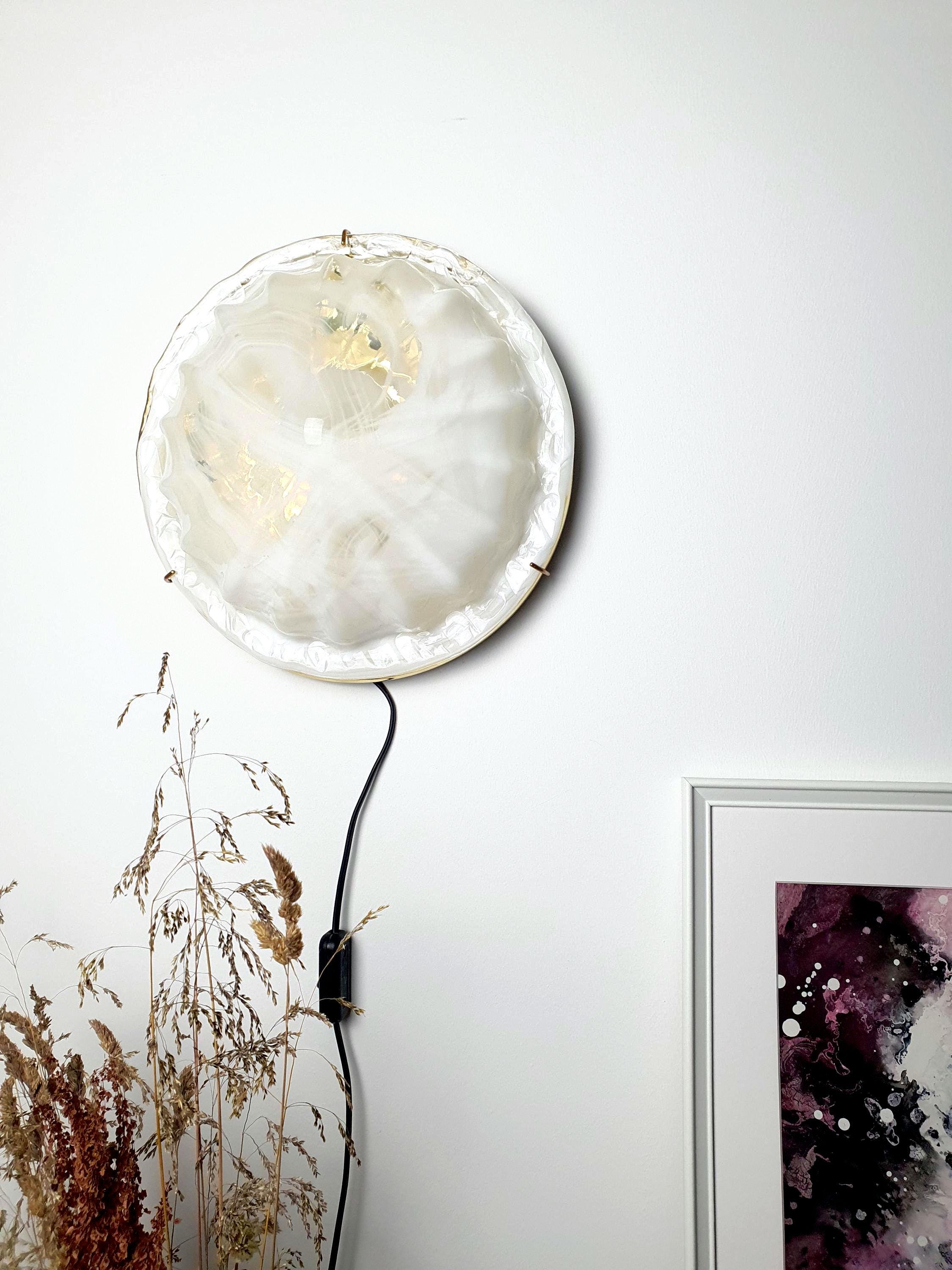 La Murrina Murano glass white shell flush mount wall sconce gold