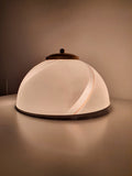 Vintage-Italienisch Muranoglas Decken Lampe 1970er Mid-Century Modern Weiß Braun Lines