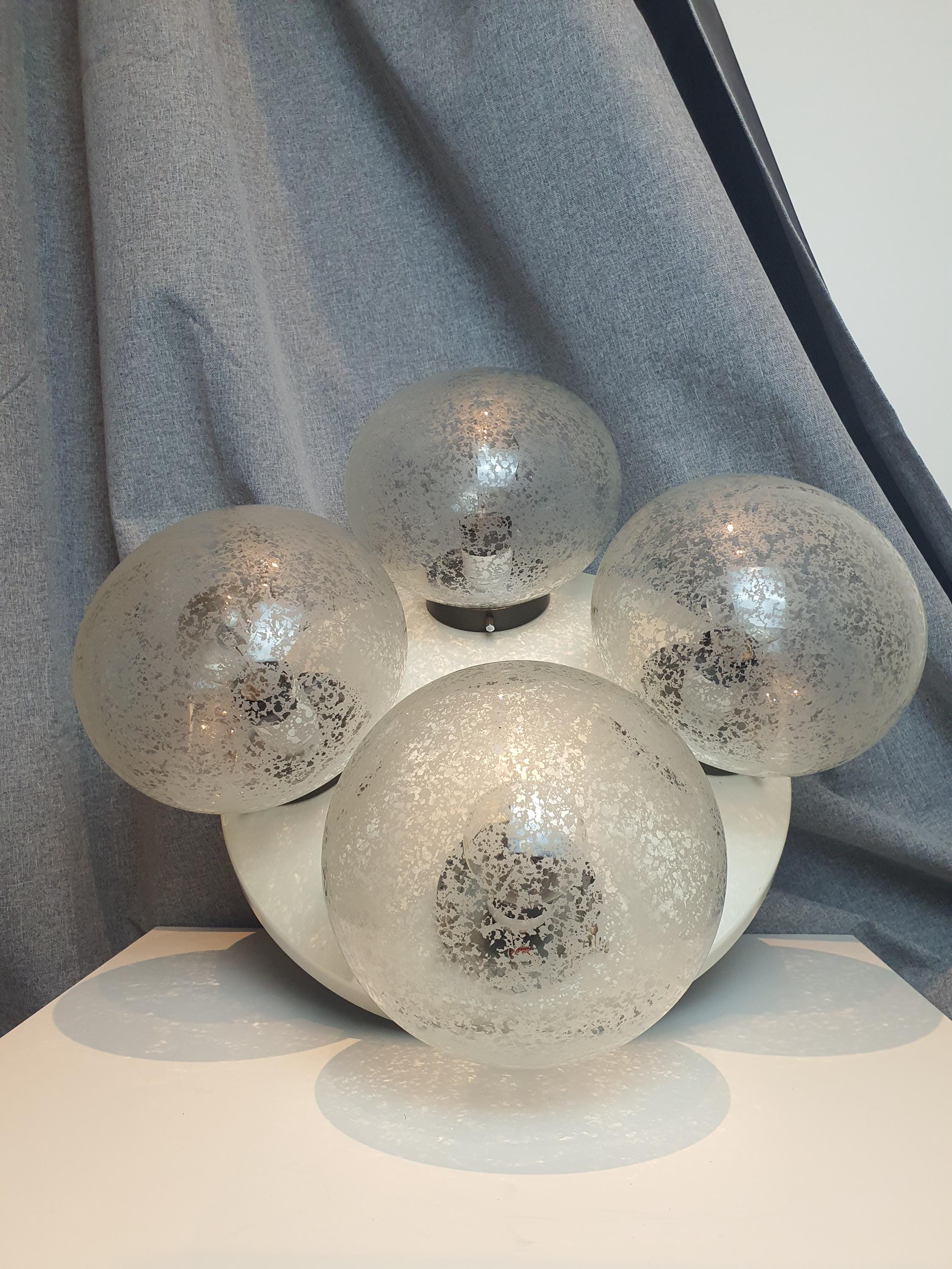 Stilnovo Vintage 4-Globe Flush Mount Light: Italian Mid-Century Modern