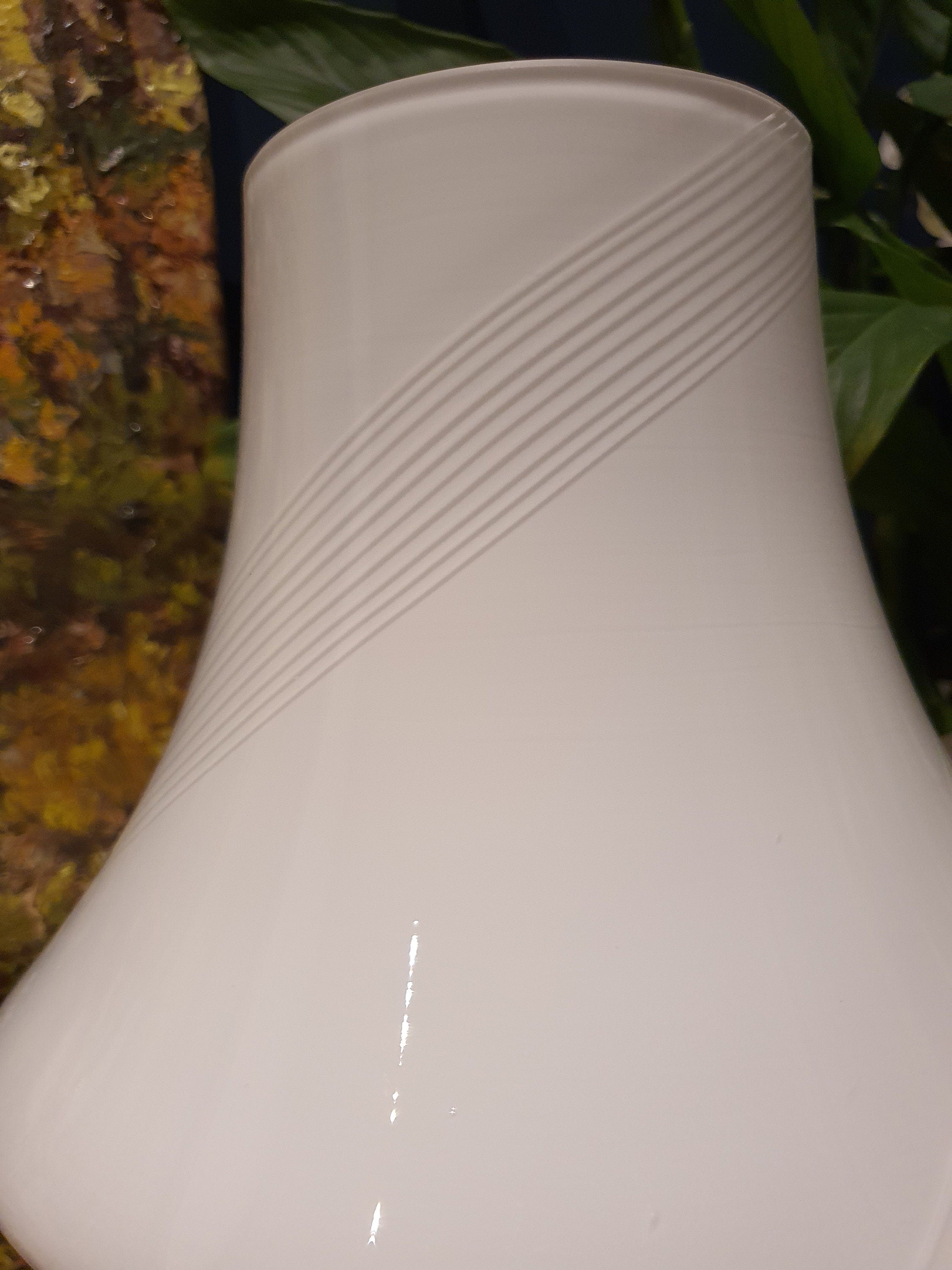 Vintage Murano Glass Mushroom Lamp: White Swirl MCM Bedside Light