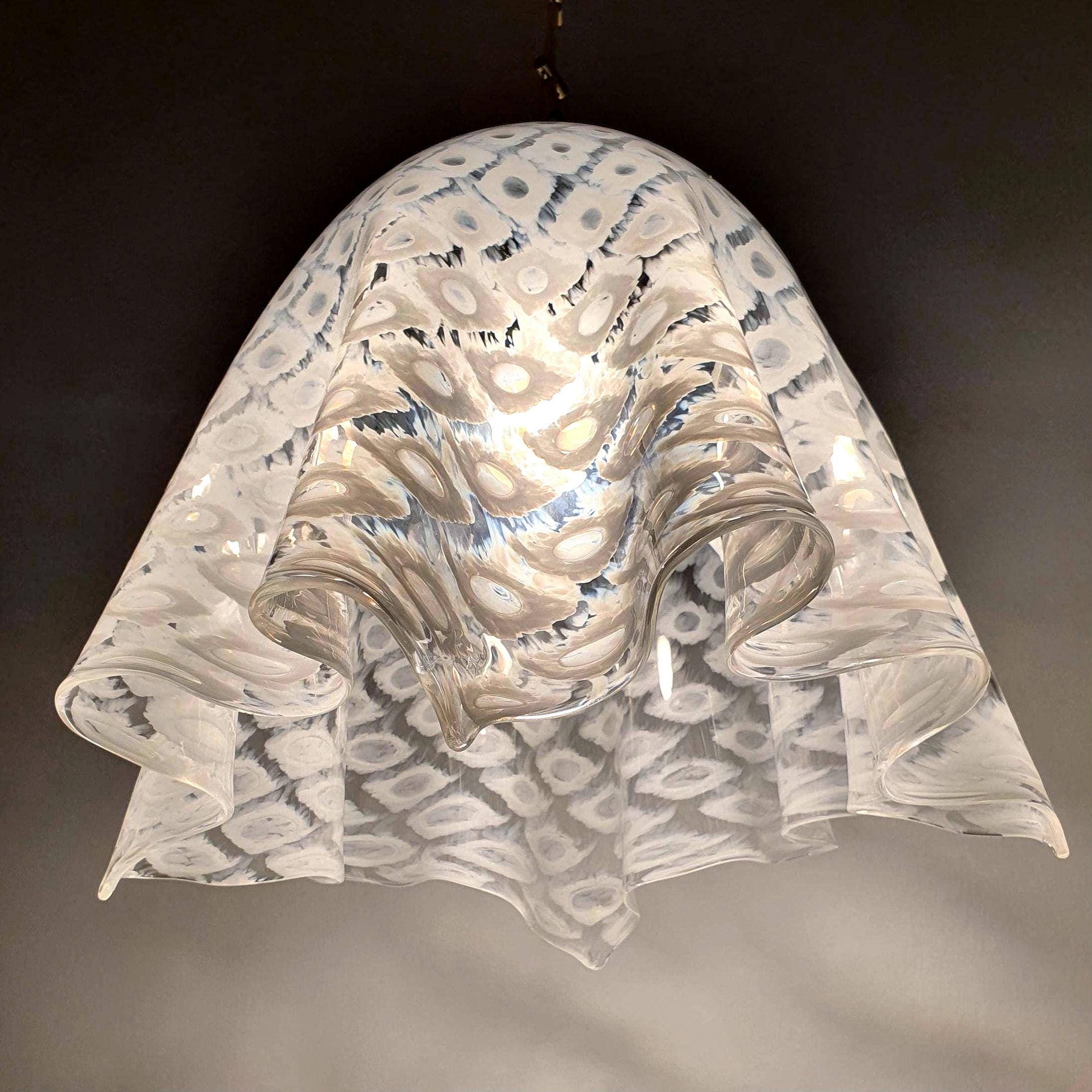 La Murrina Murano Glass Pendant Light: Bubbled White Skirt, Mid-Century Modern