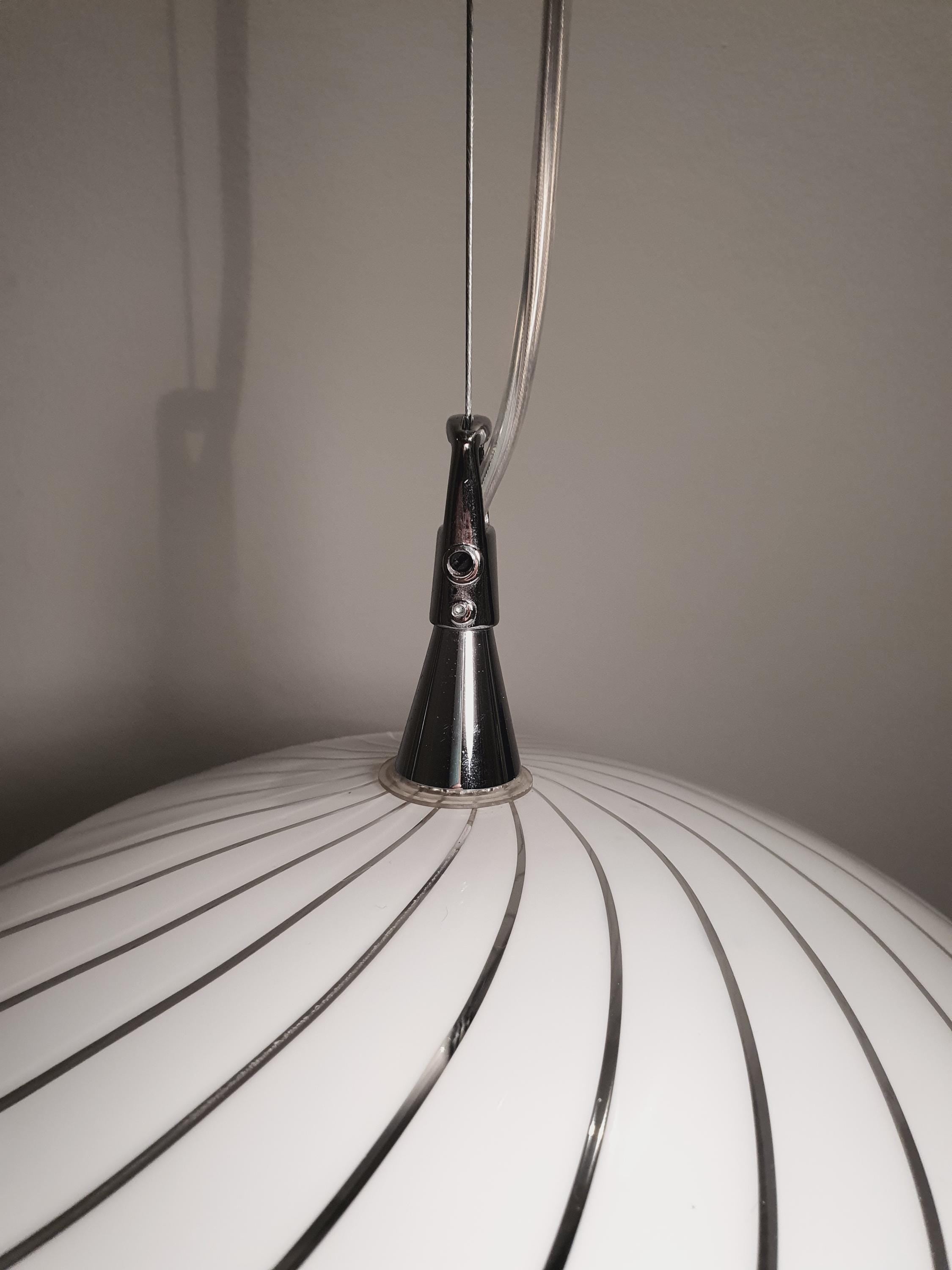 AV Mazzega Murano Glass Swirl Pendant Light: Italian Dome Lamp