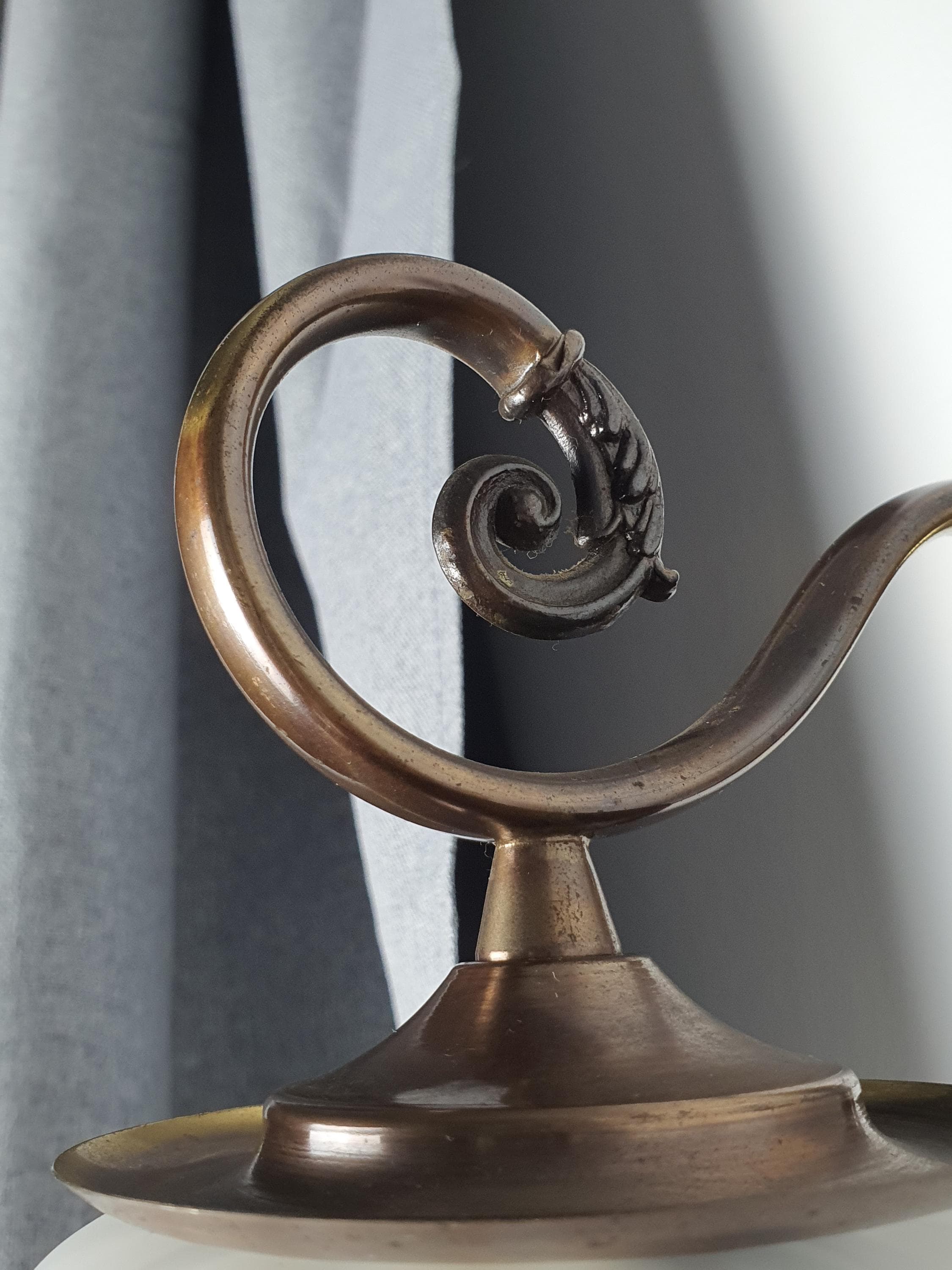 Pair of vintage Italian satin frosted flute wall sconces in hallway, symmetrical pair, soft satin glow, classical Italian