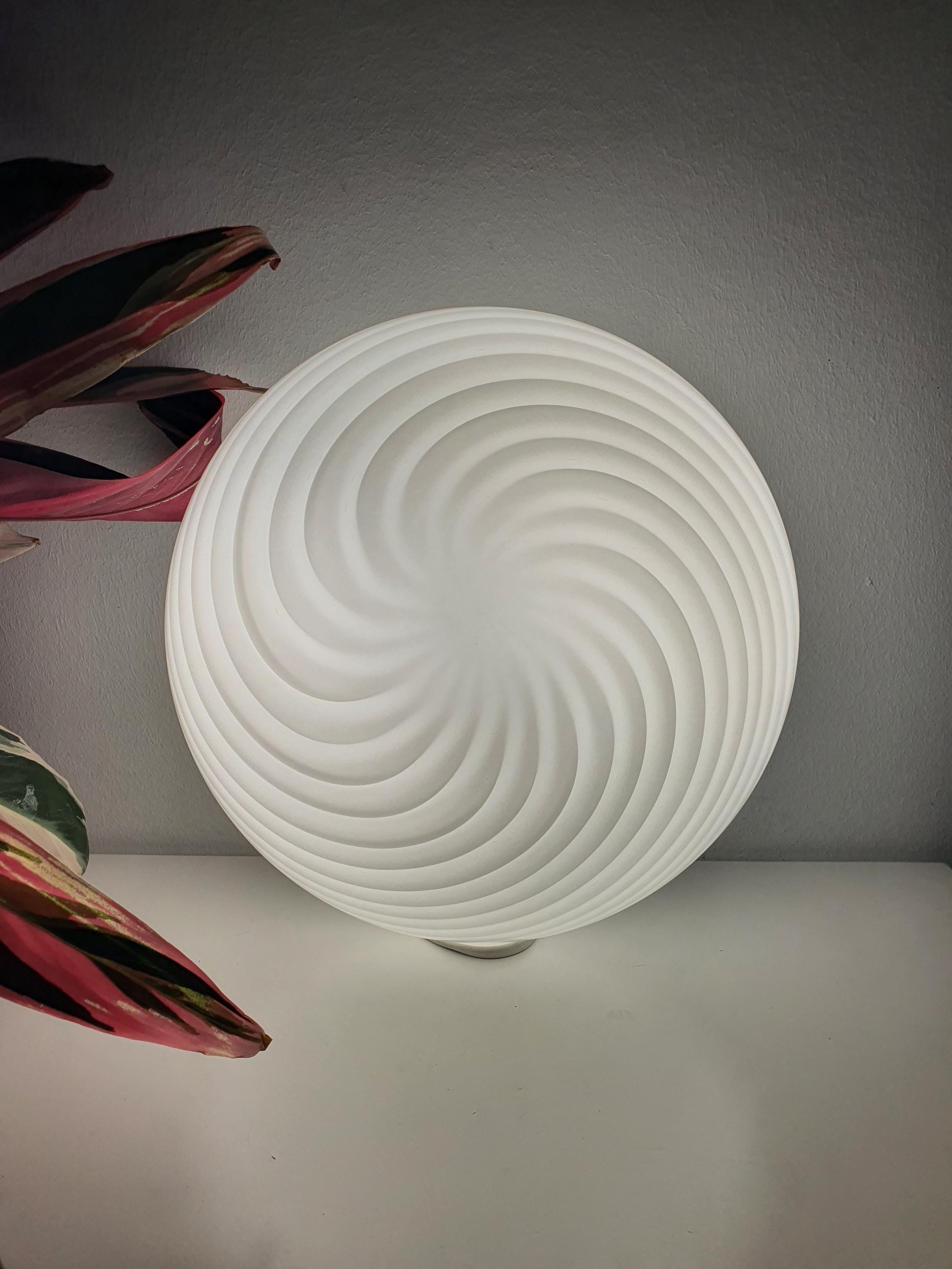 Vintage Murano Glass Swirl Flush Mount Light: Retro MCM Decor