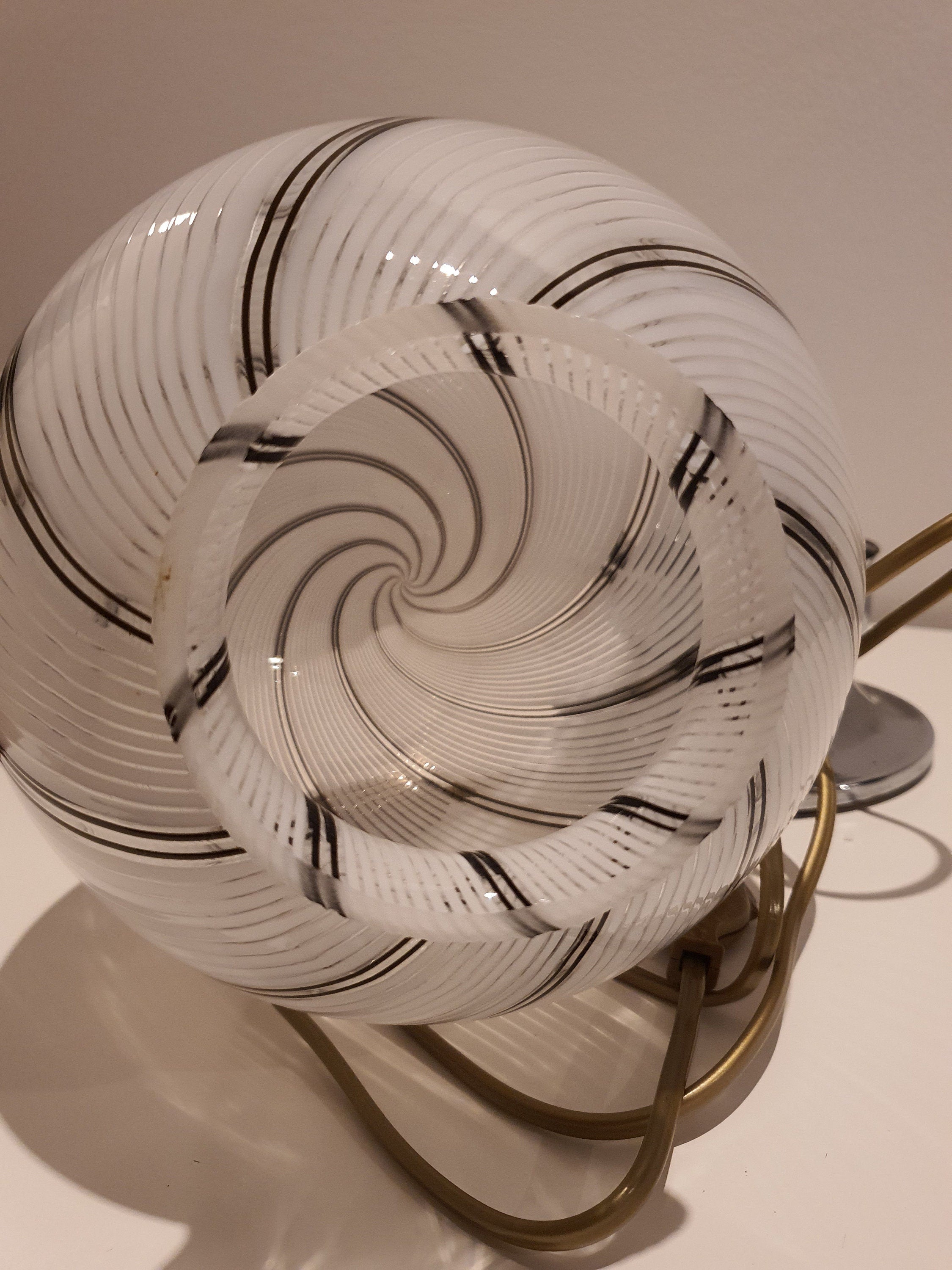 Vintage Murano Glass Globe Lamp: 1970s Italian Tessuto Design