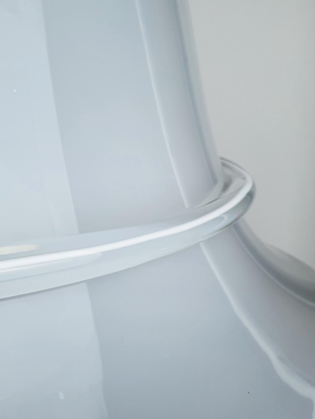 Vintage Murano Glass White Bell Pendant Light with Clear Bow Detail