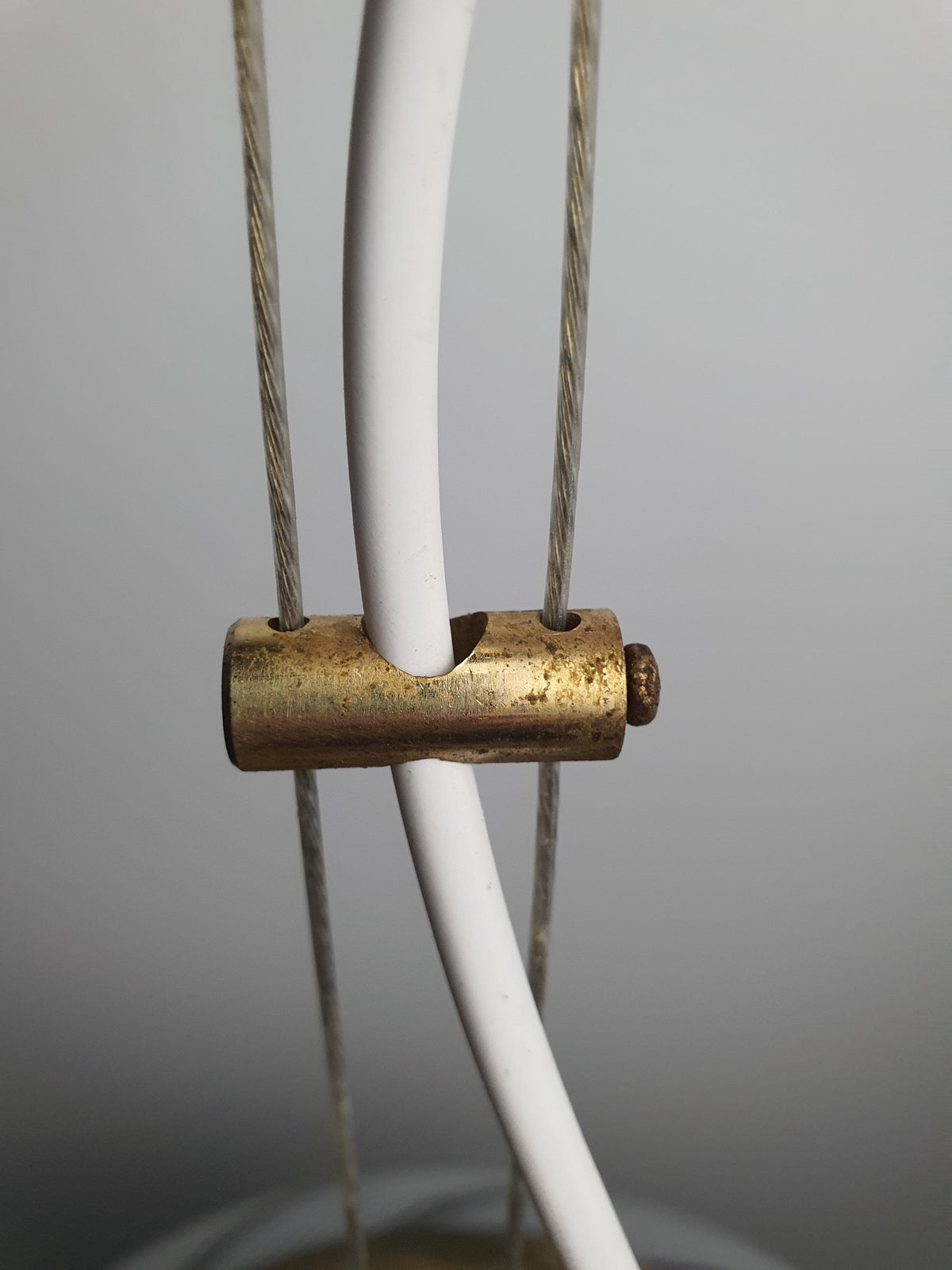 Brass and metal canopy of a vintage Murano globe pendant
