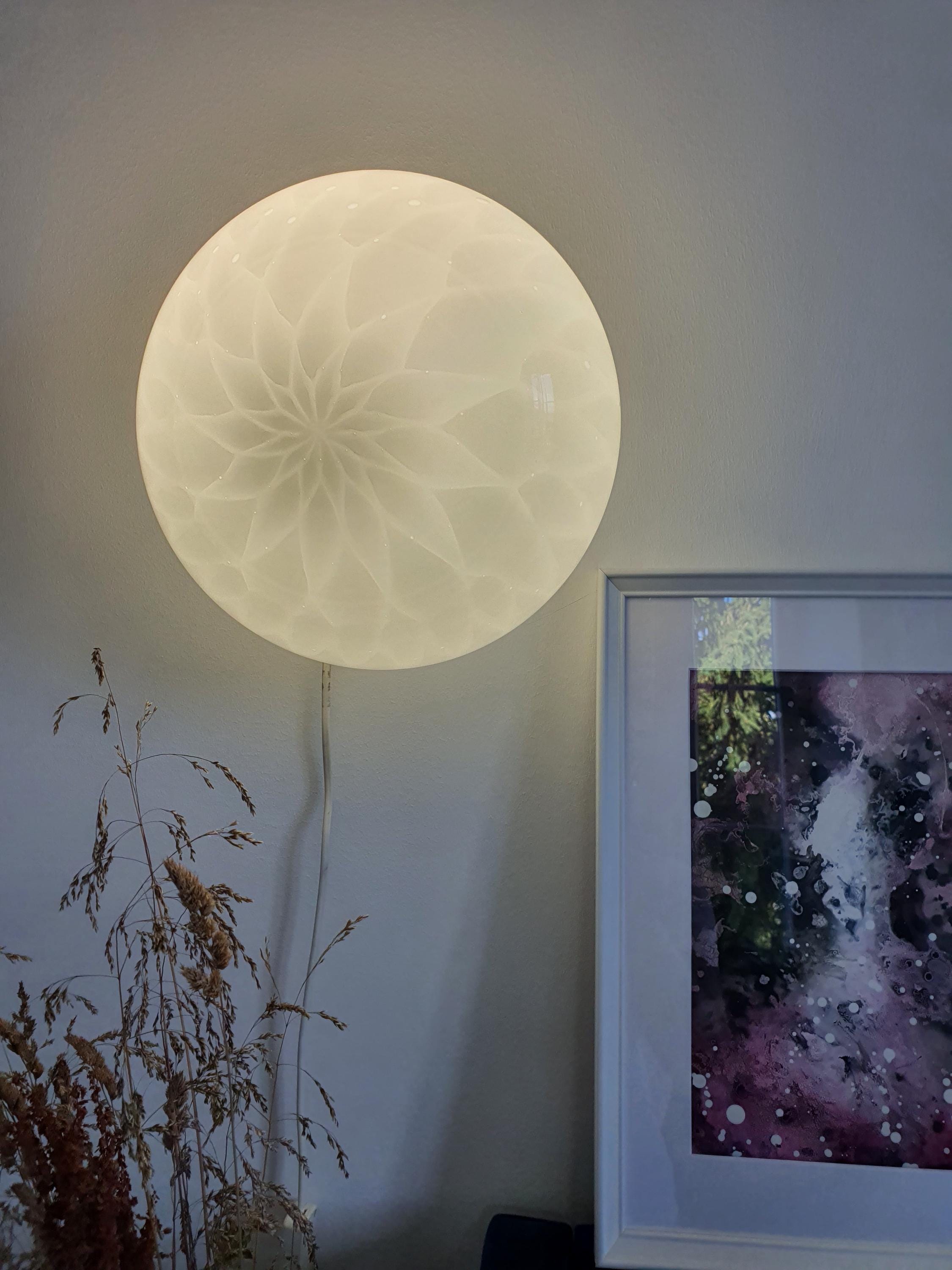 Vintage Murano glass white floral bubbles flush mount light fixture