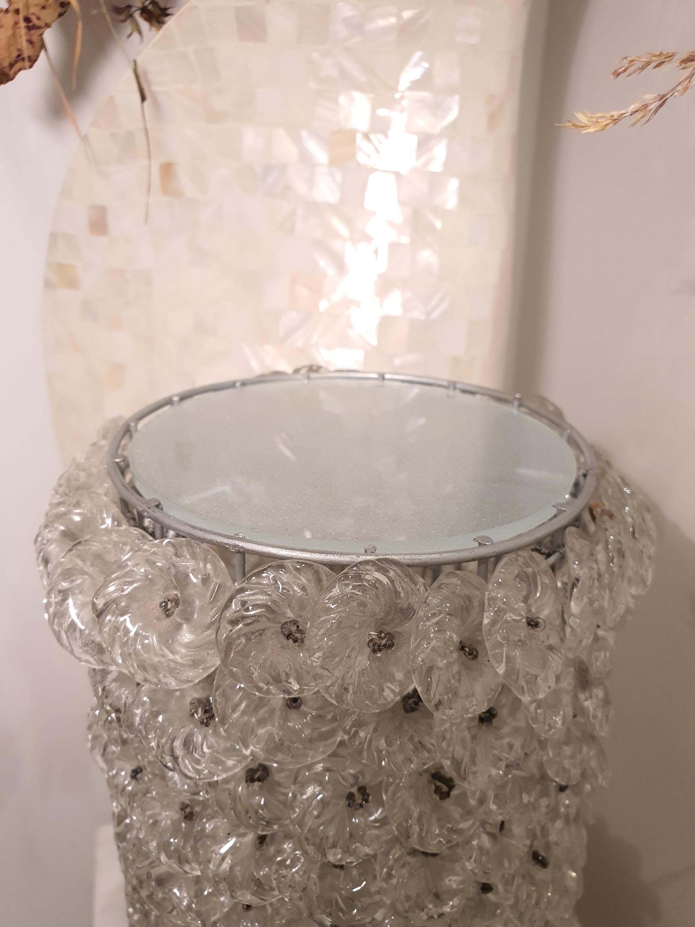 Vintage Murano Glass Floral Table Lamp: Retro Bedside Light