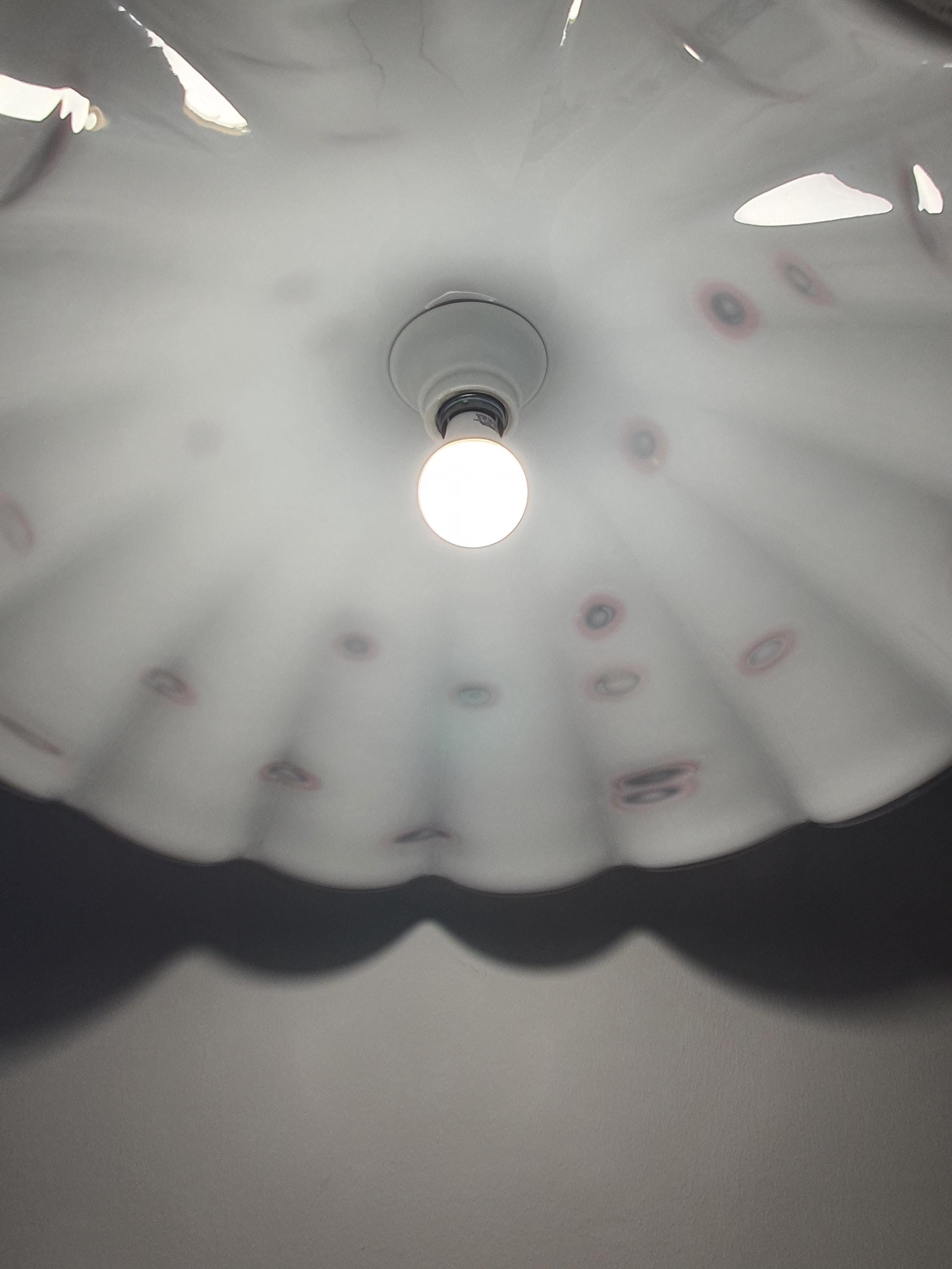 Vintage Murano Glass Pendant Light: Italian MCM Skirt Lamp with Red Spot