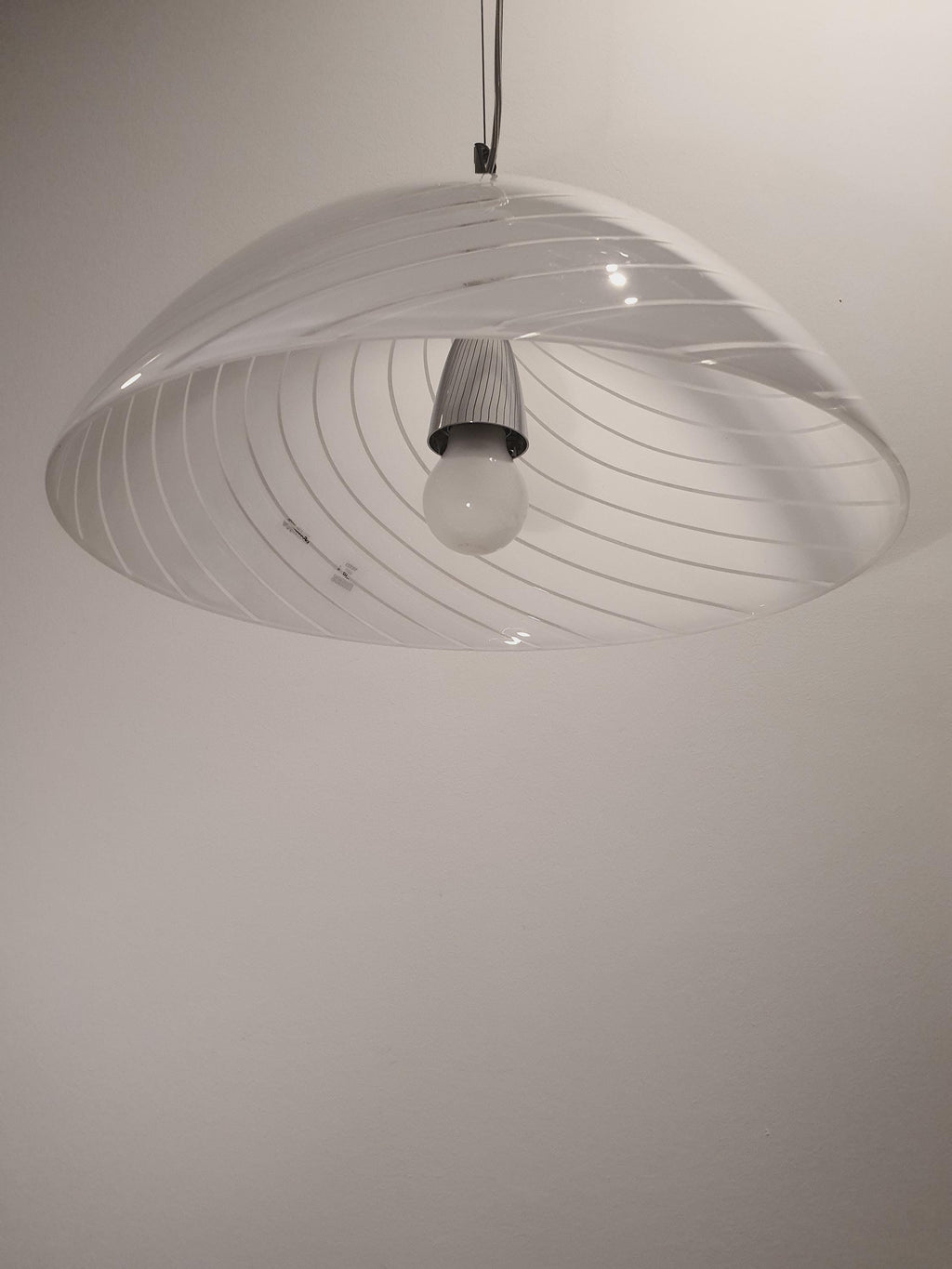 AV Mazzega Murano Glass Swirl Pendant Light: Italian Dome Lamp
