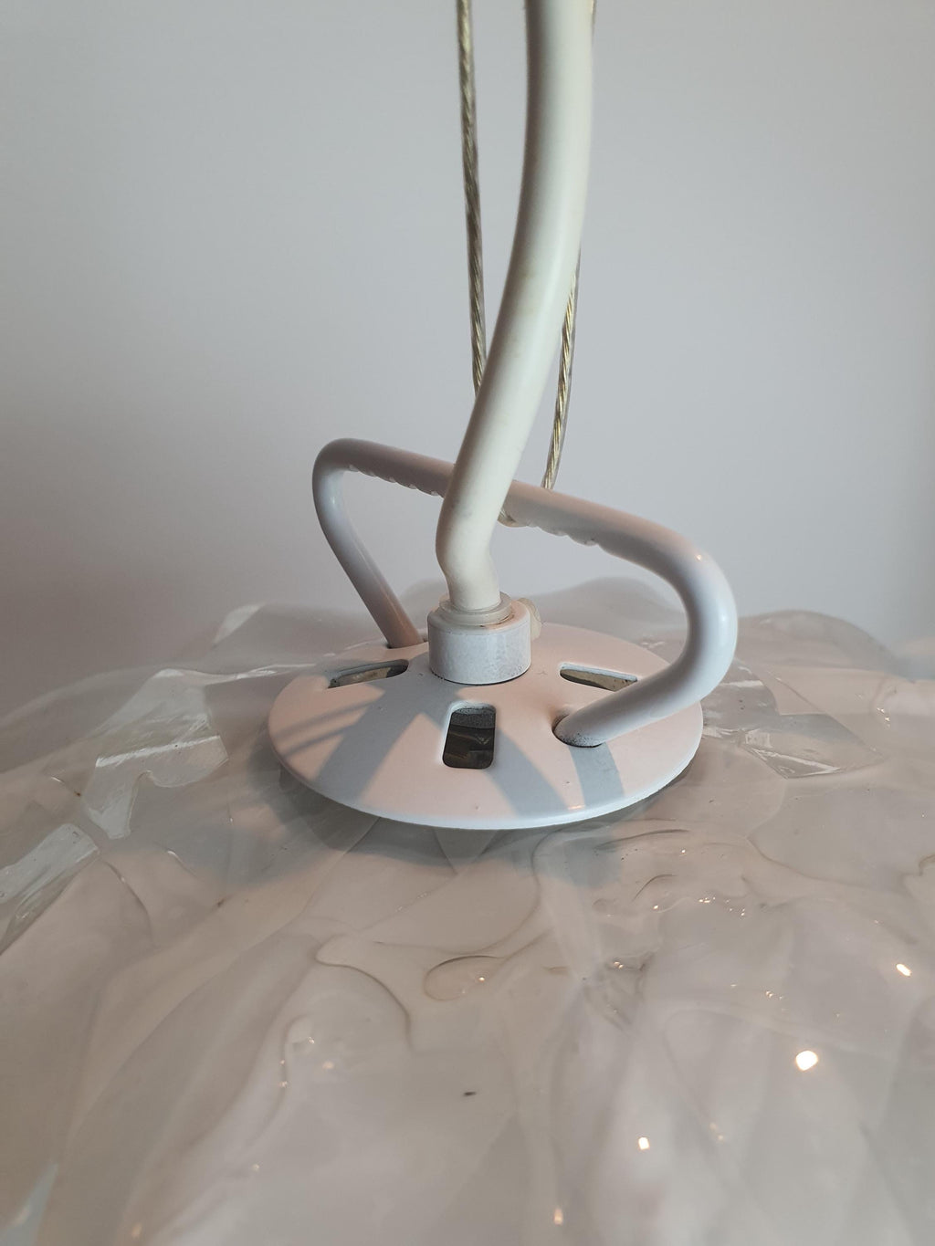 Vintage La Murrina Murano Glass White Tulip Pendant Light