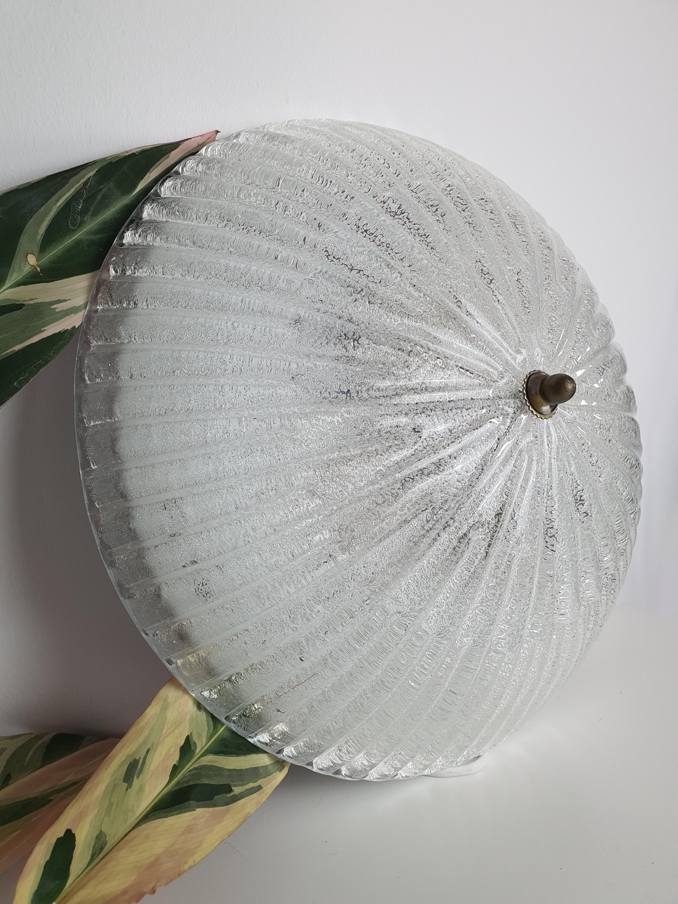 Friul Luce Vintage Floral Shell Flush Mount Light | Frosted Murano Glass Venetian Fixture