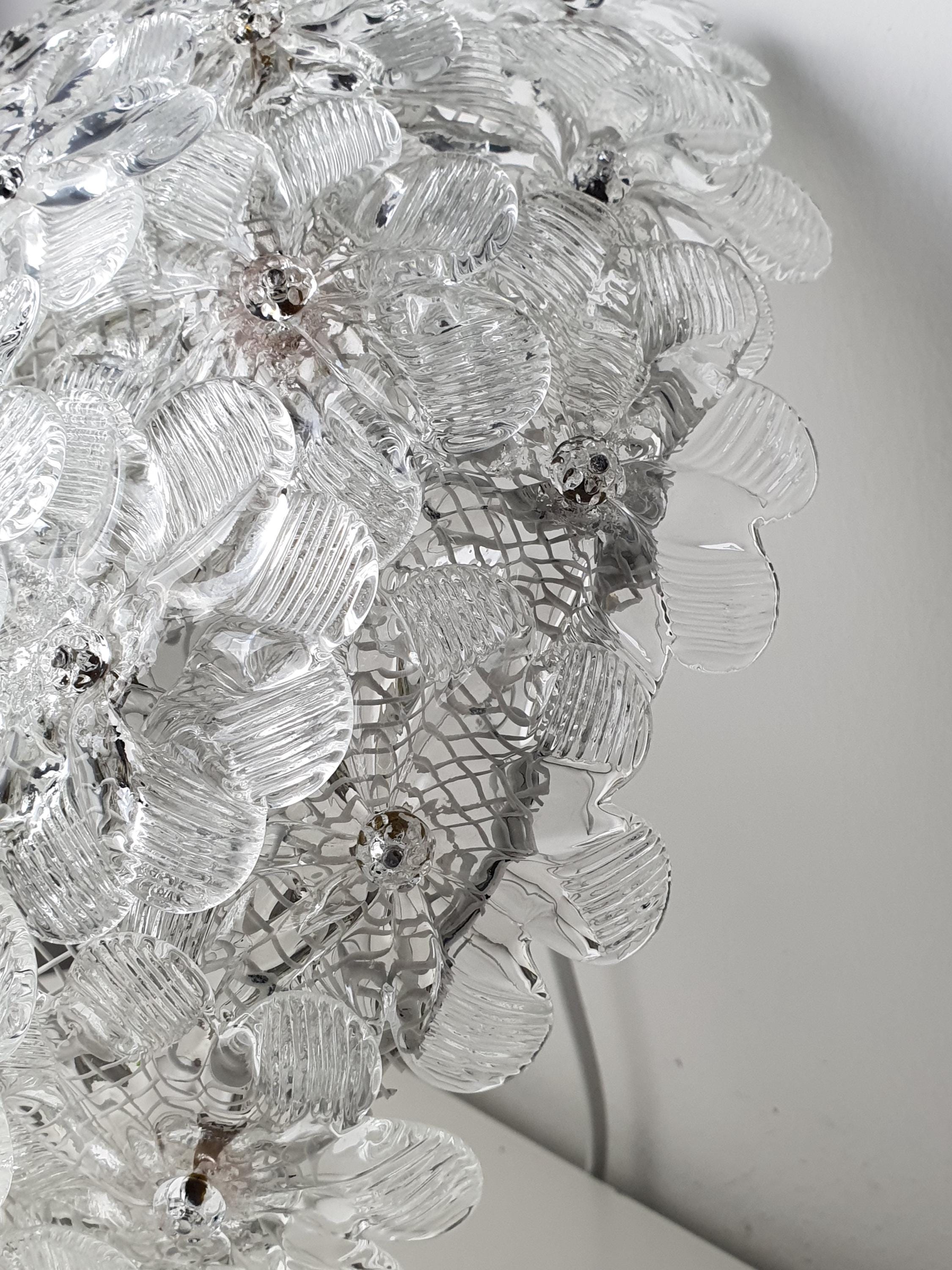 Italian midcentury Murano glass dome light — millefiori floral decoration detail