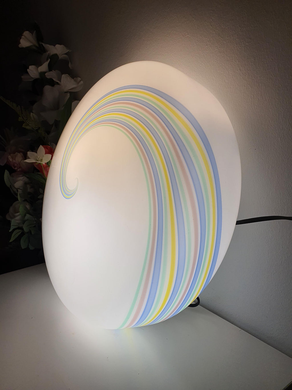 F. Fabbian Murano Glass Multicolor Swirl Flush Mount Ceiling Light Vintage Italian