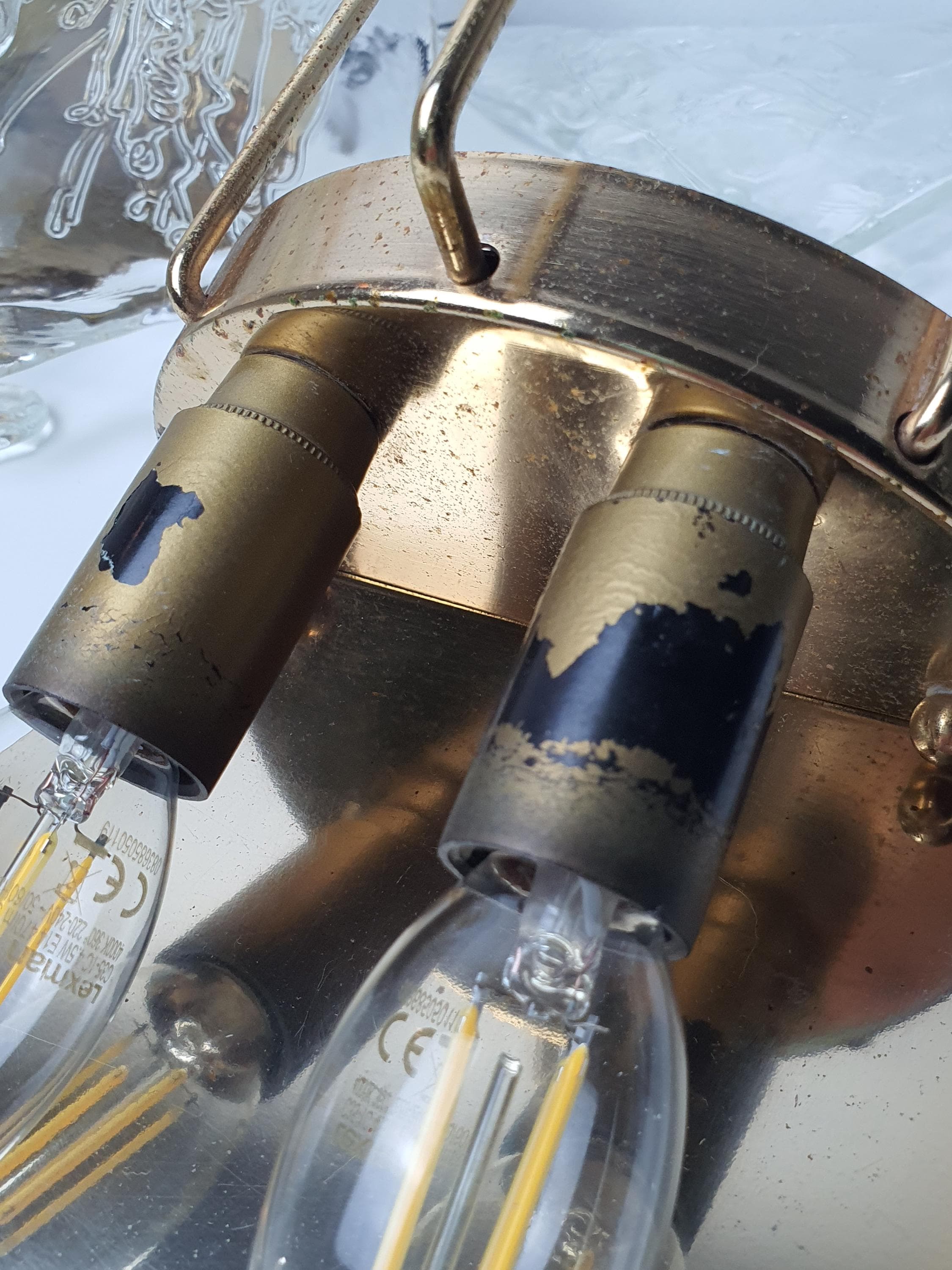 Pair of La Murrina Diamond-Shaped Petal Murano Glass Wall Sconces Gold Base