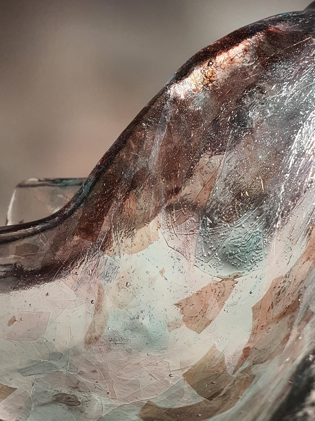 复古 Murano 彩色玻璃吊灯 | 有机郁金香造型 绿色与紫色点缀