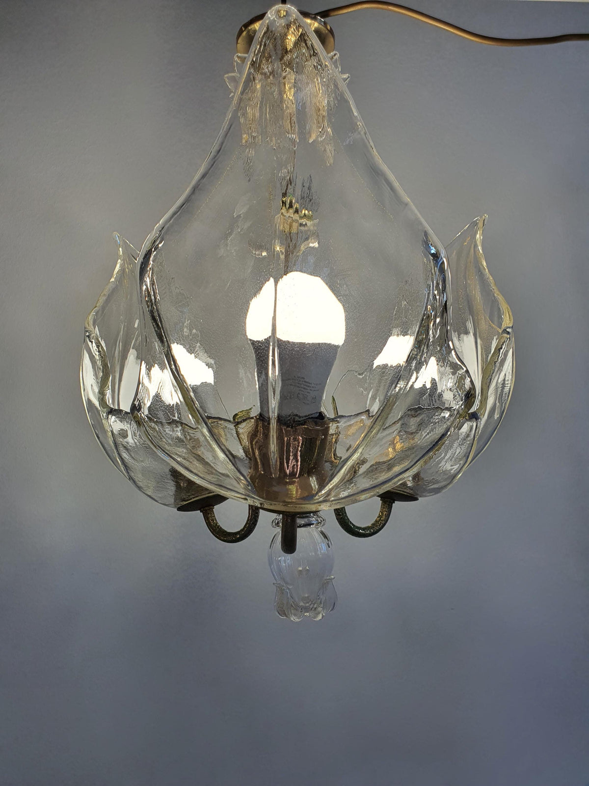 Vintage 1980s La Murrina chandelier with sculptural clear avventurina glass
