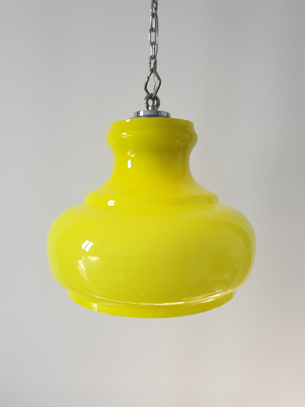 Vintage Italian Midcentury Yellow Kitchen Pendant Light Handcrafted Glass