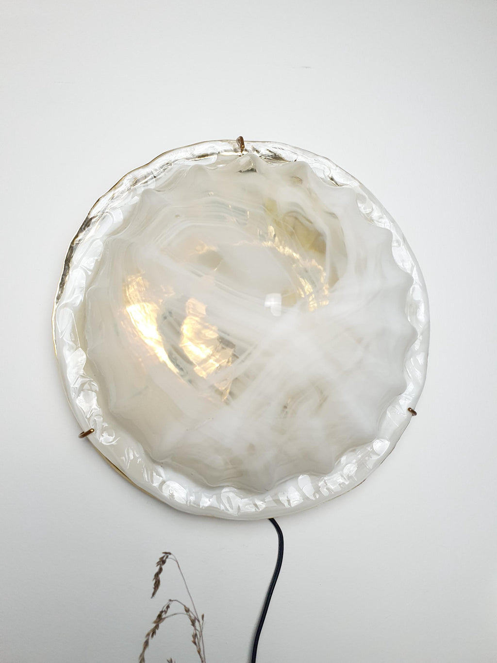 La Murrina Murano Glass White Shell Flush Mount or Wall Sconce Gold Base