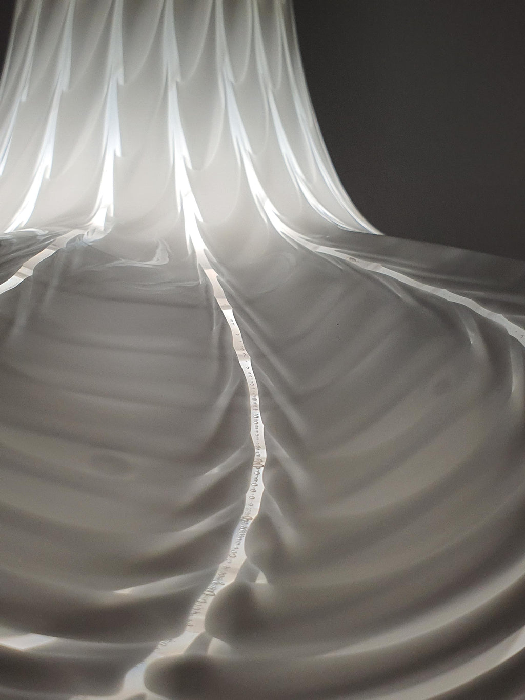 Replacement plastic ceiling canopy detail, rewired vintage Murano glass Fazzoletto pendant